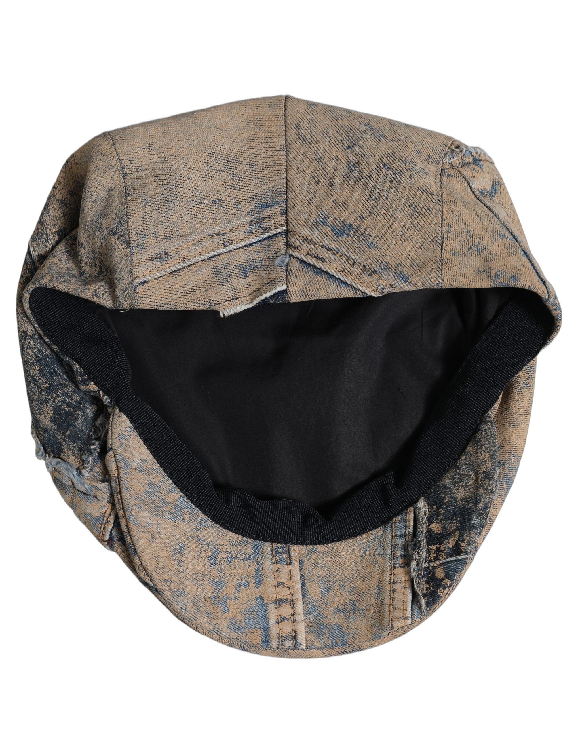 Dolce & Gabbana Brown Cotton Denim Newsboy Capello Cabbie Men's Hat