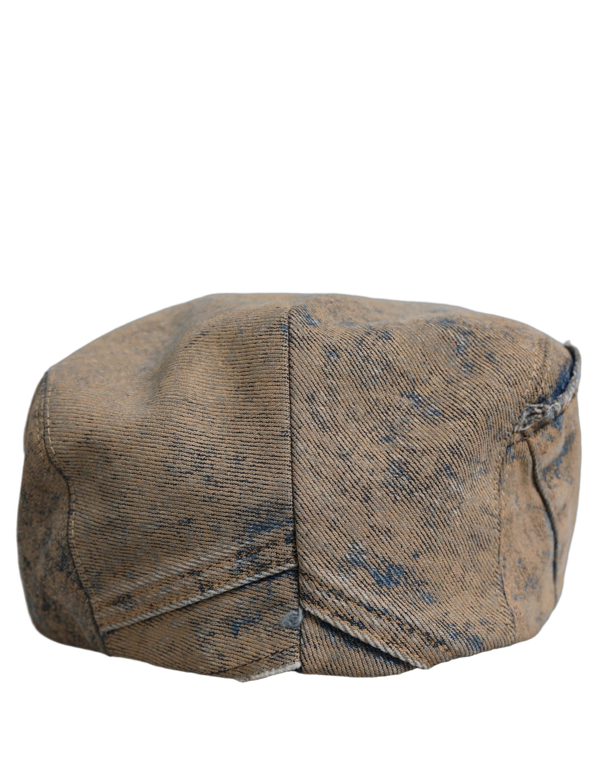 Dolce & Gabbana Brown Cotton Denim Newsboy Capello Cabbie Men's Hat