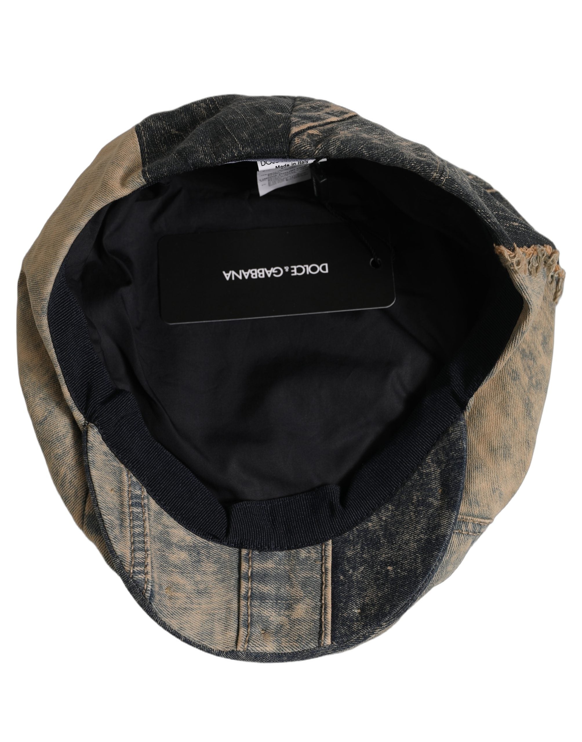 Dolce & Gabbana Brown Cotton Denim Newsboy Capello Cabbie Men's Hat
