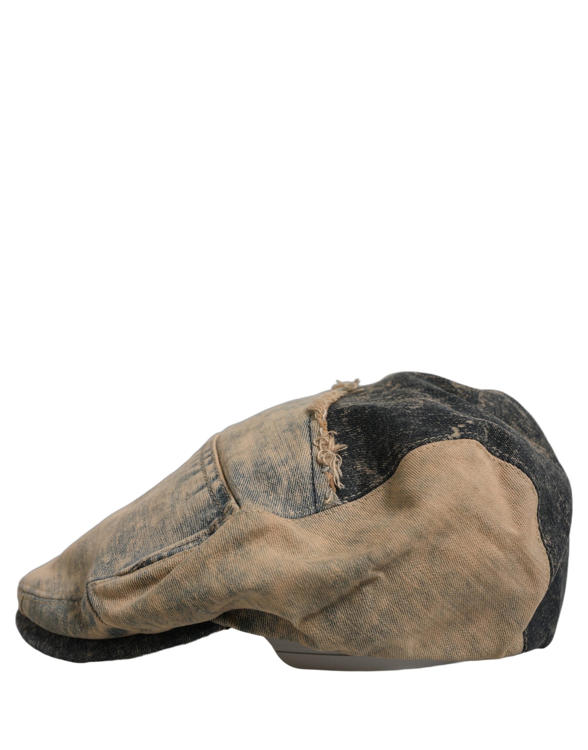 Dolce & Gabbana Brown Cotton Denim Newsboy Capello Cabbie Men's Hat