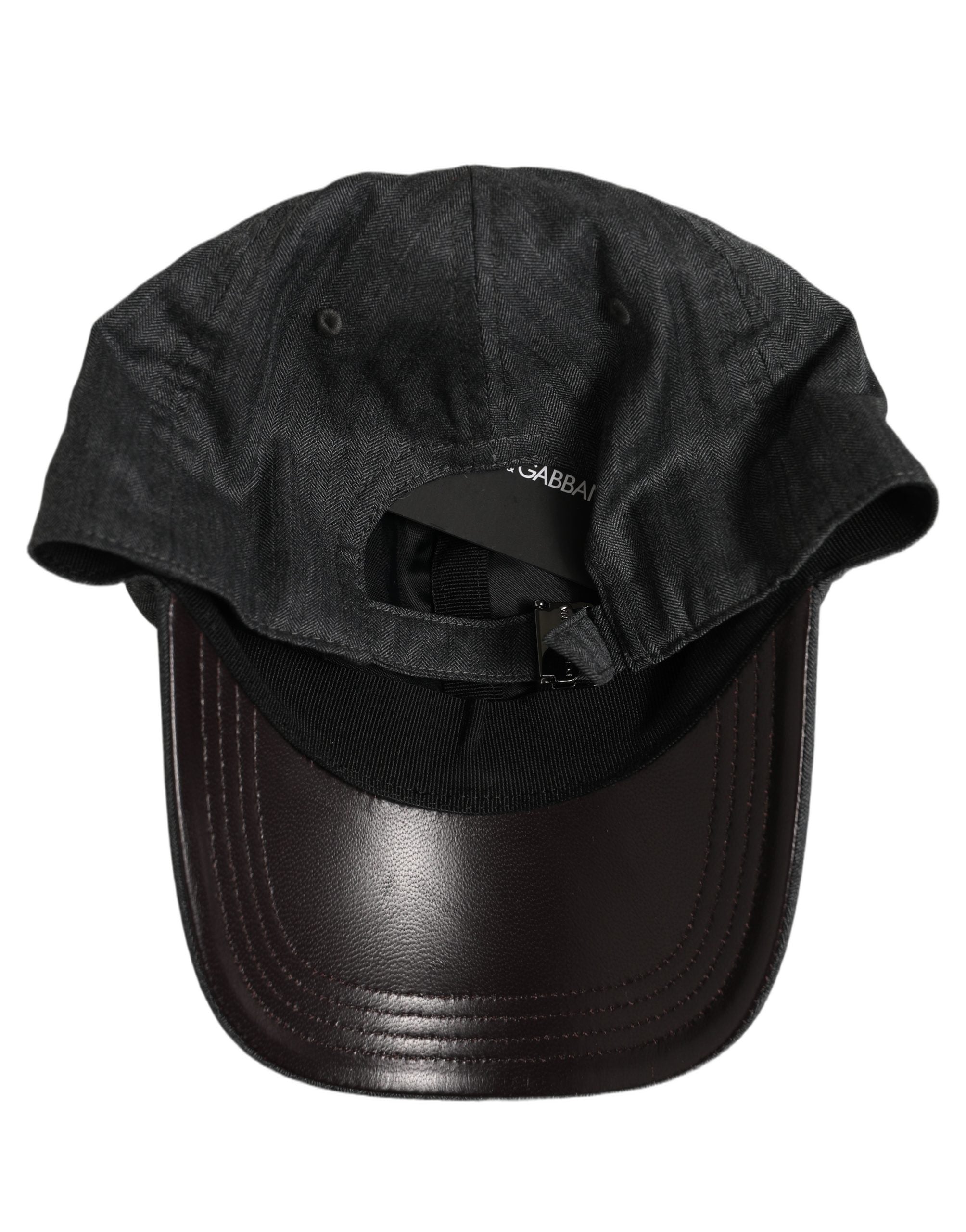 Dolce & Gabbana Men Dark Gray Herringbone Baseball Cap Men's Hat