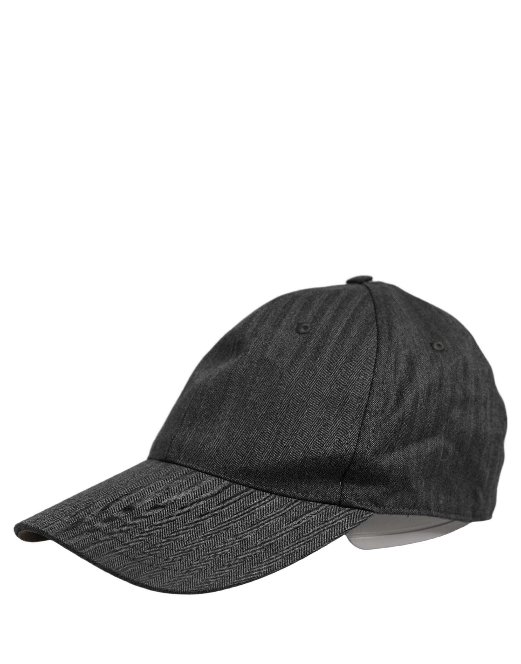 Dolce & Gabbana Men Dark Gray Herringbone Baseball Cap Men's Hat