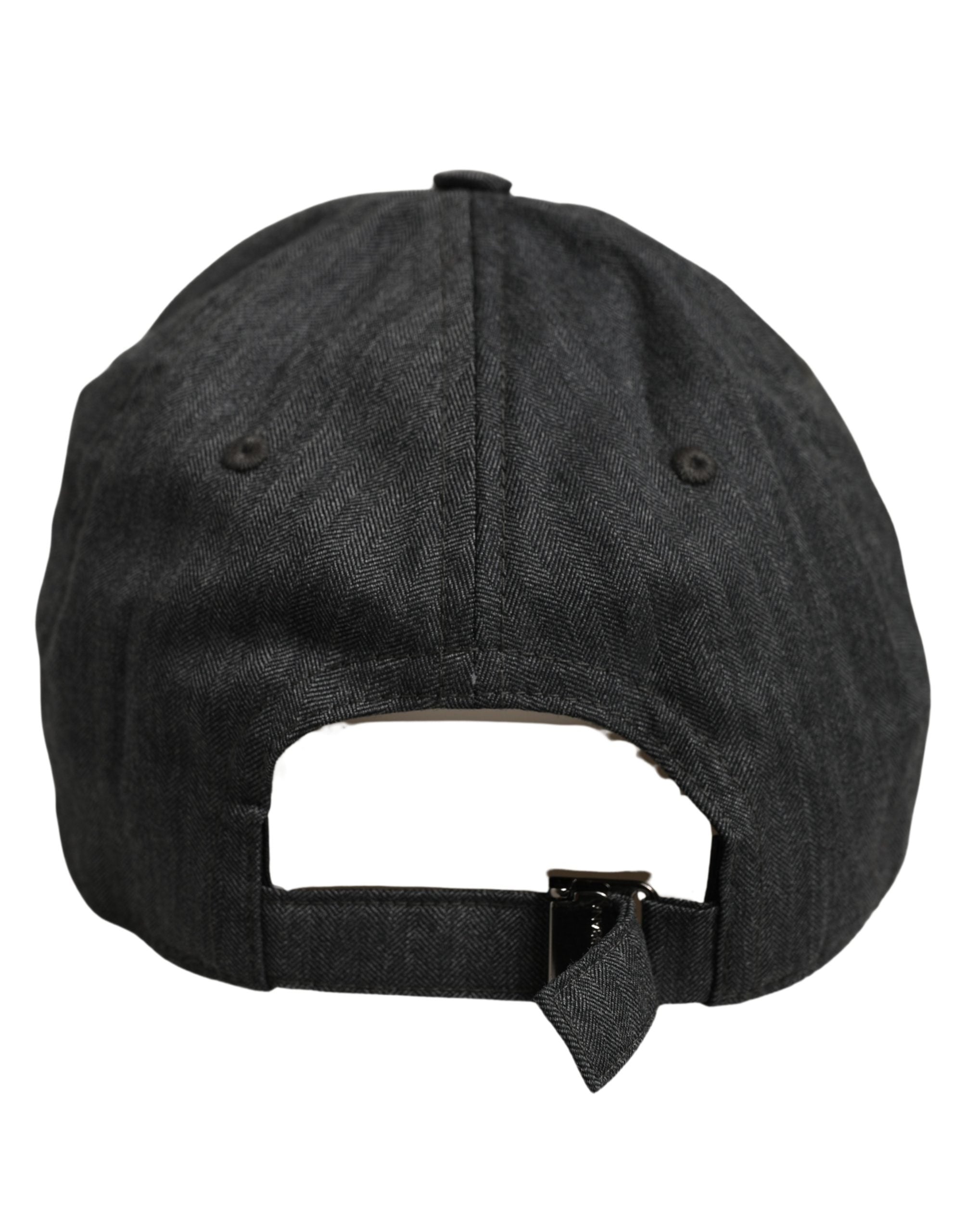 Dolce & Gabbana Men Dark Gray Herringbone Baseball Cap Men's Hat