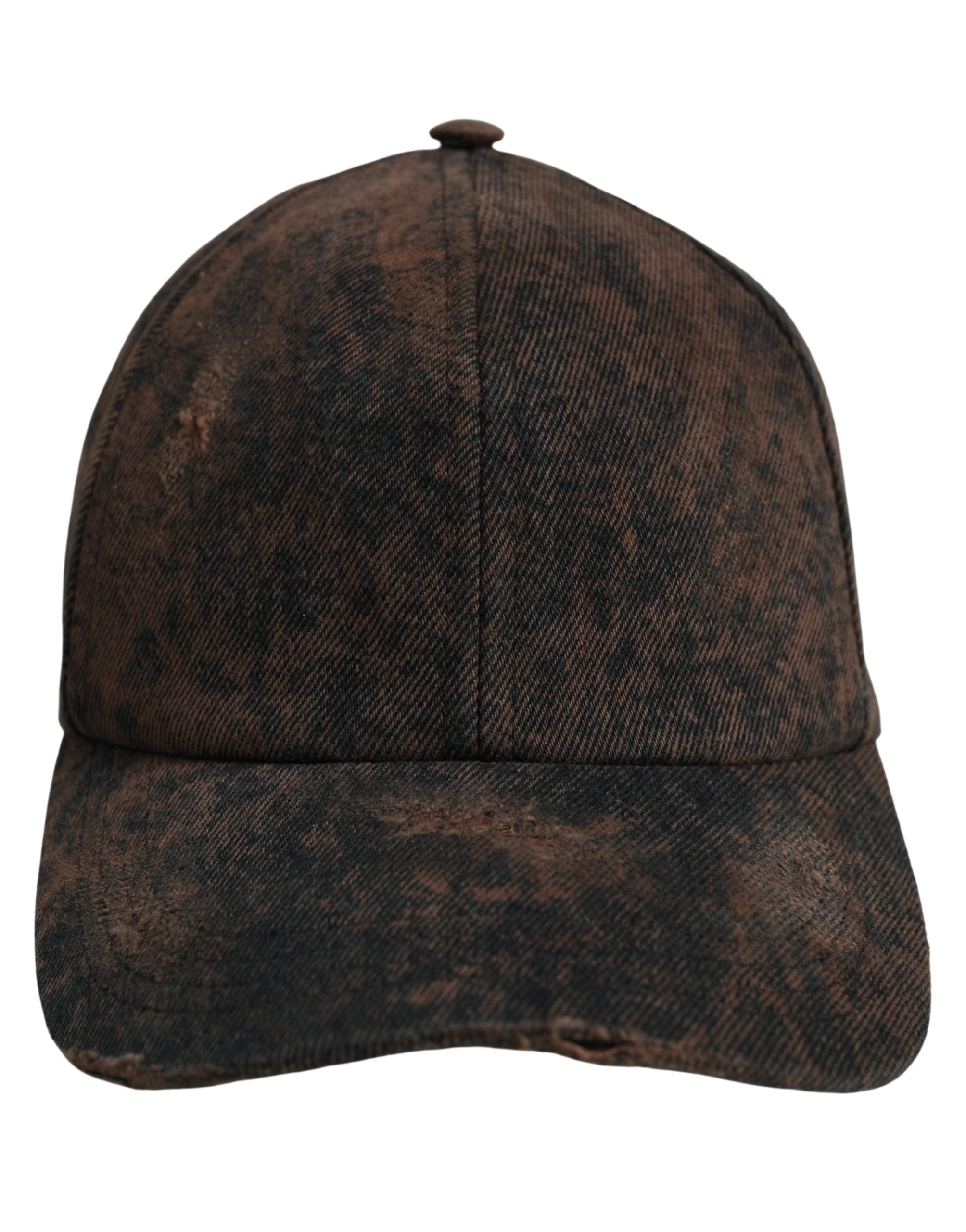 Dolce & Gabbana Men Brown Cotton Distressed Baseball Cap Men's Hat