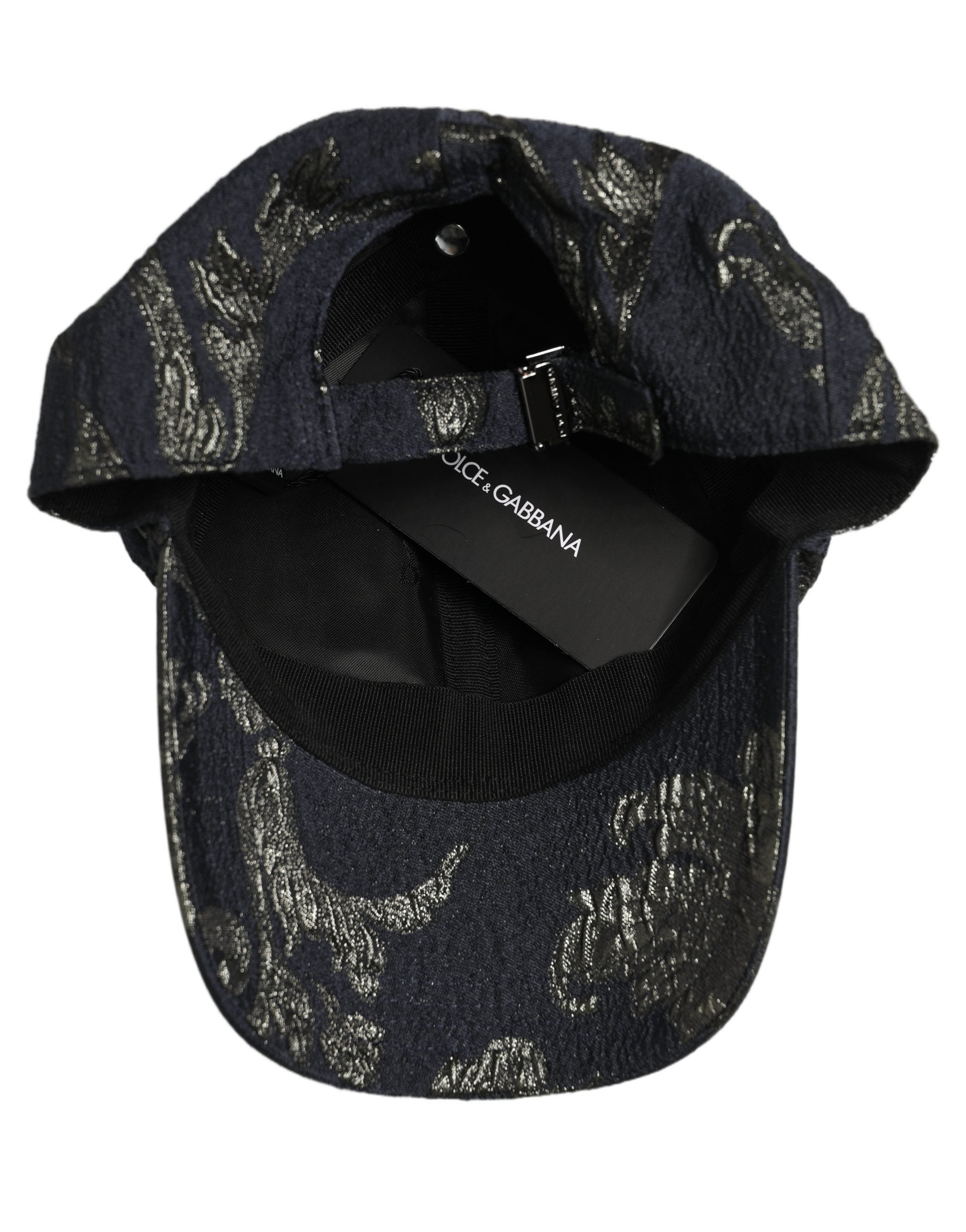 Dolce & Gabbana Men Black Floral Barocco Cotton Baseball Cap Men's Hat