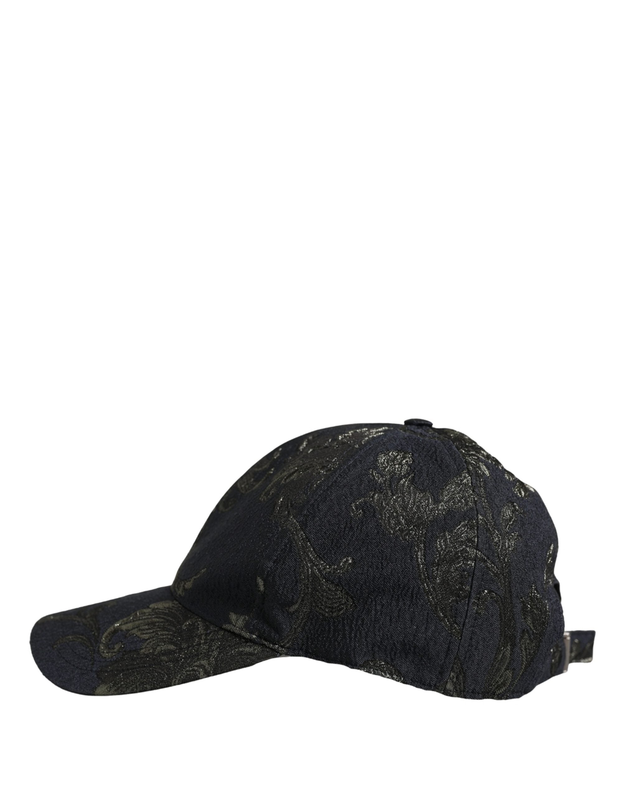 Dolce & Gabbana Men Black Floral Barocco Cotton Baseball Cap Men's Hat