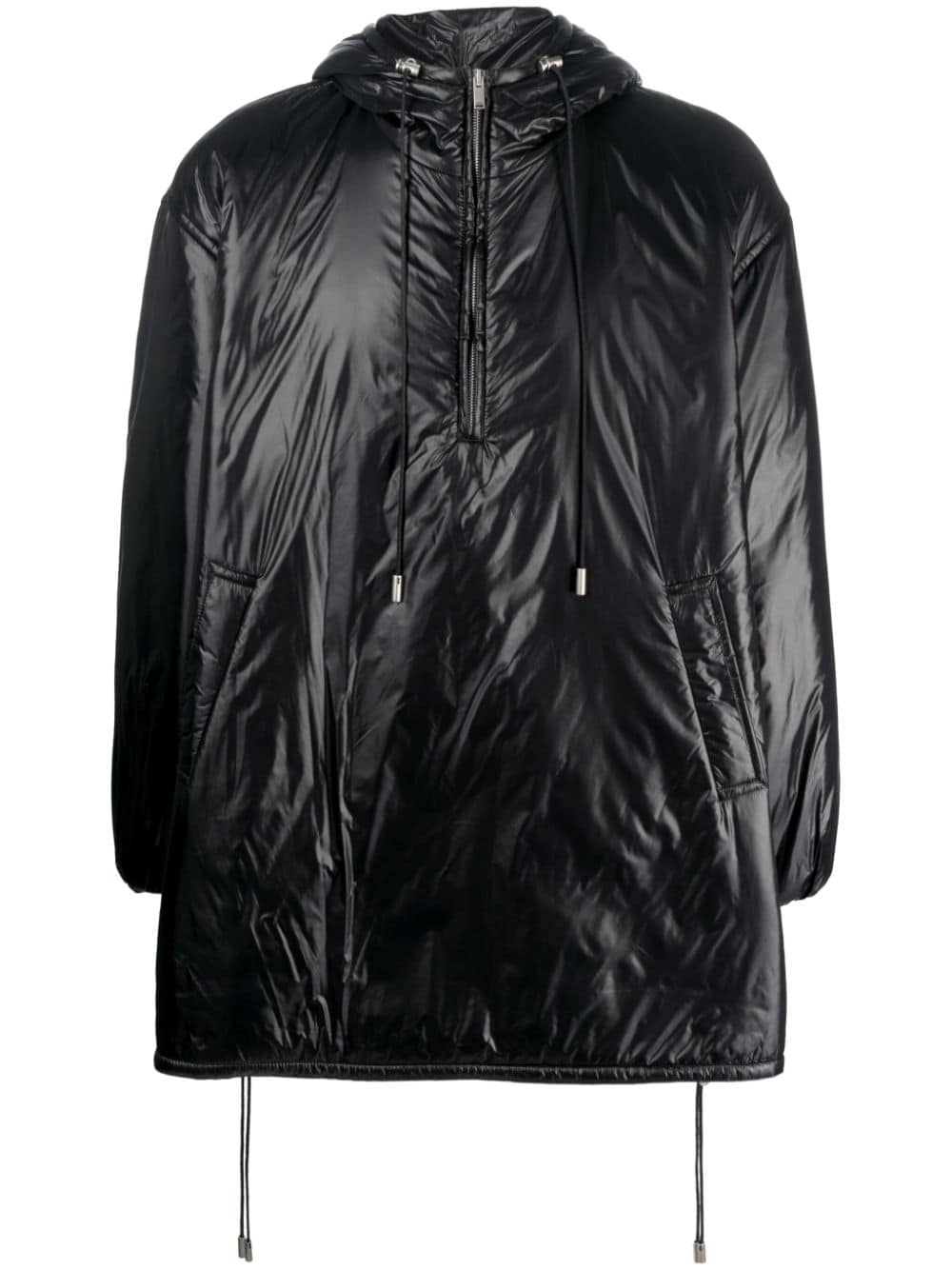 Saint Laurent Men's Cassandre Logo-Embossed Hooded Raincoat