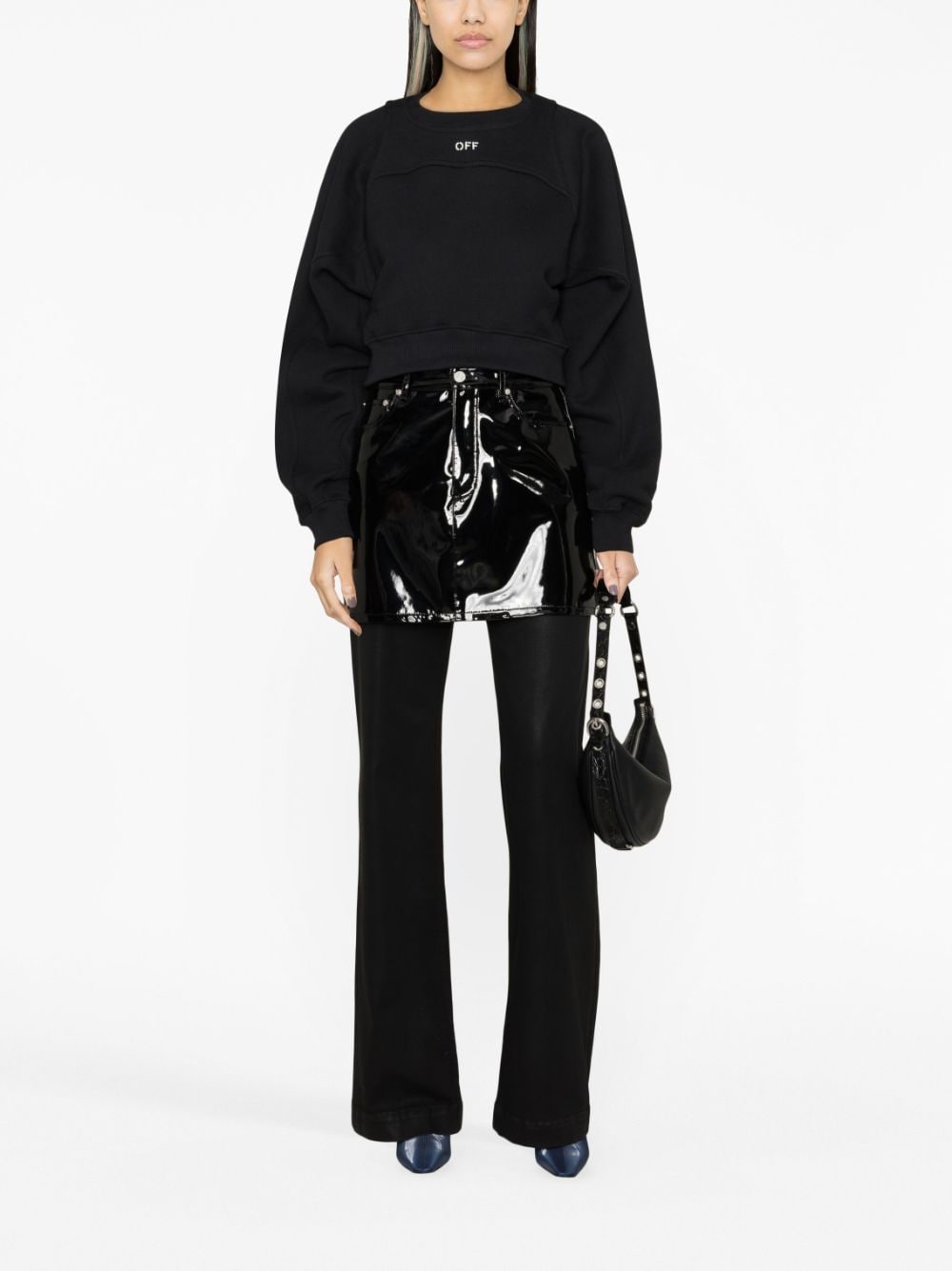 Off White Women's Printed Crop Sweatshirt