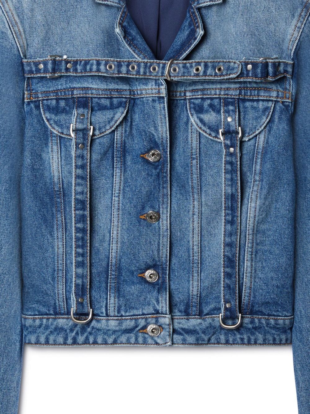 Off White Women's Crop Denim Jacket With Belt