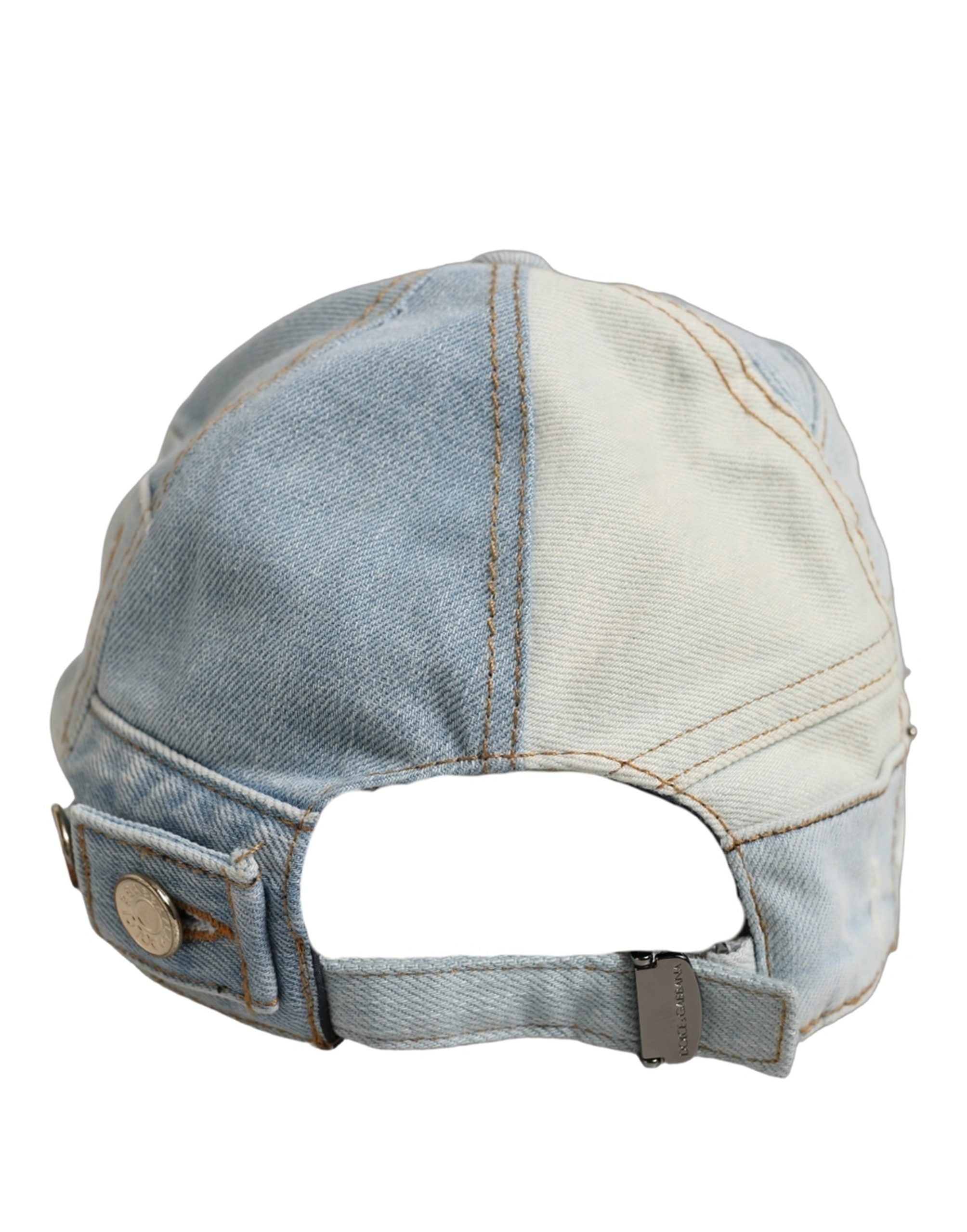 Dolce & Gabbana Men Blue Patchwork Cotton Denim Baseball Cap Men's Hat