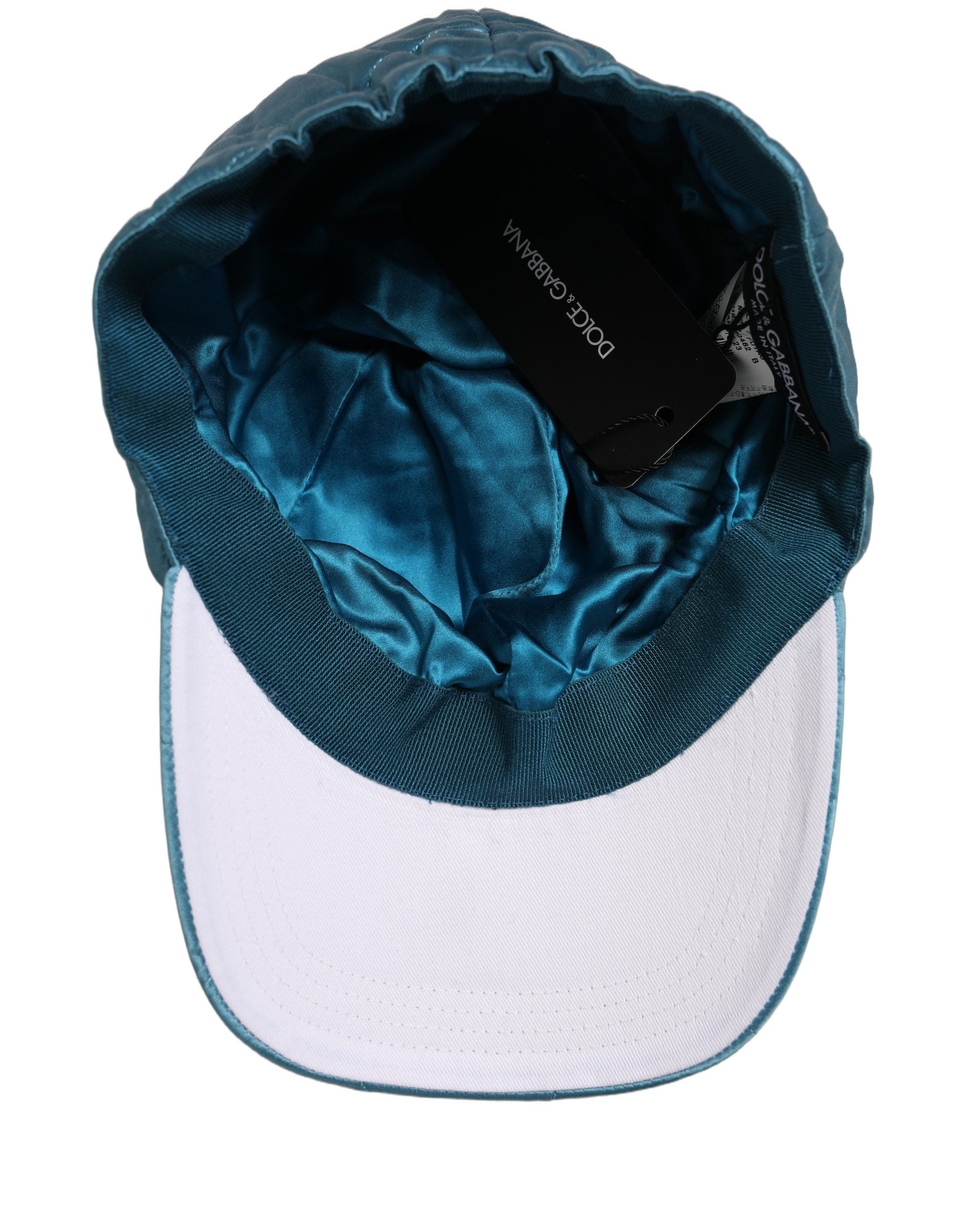 Dolce & Gabbana Men Teal Polyester Quilted Baseball Cap Men's Hat