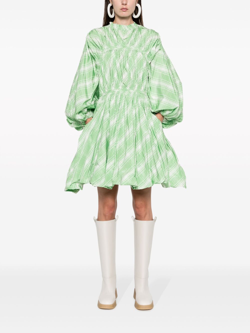 Jil Sander Fashion Women's Plaid-Check Pattern Mini Dress