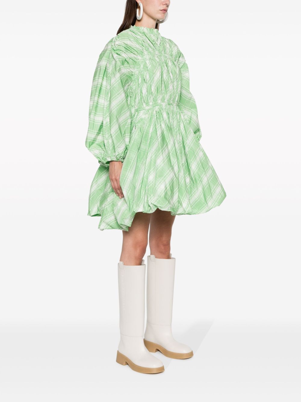 Jil Sander Fashion Women's Plaid-Check Pattern Mini Dress