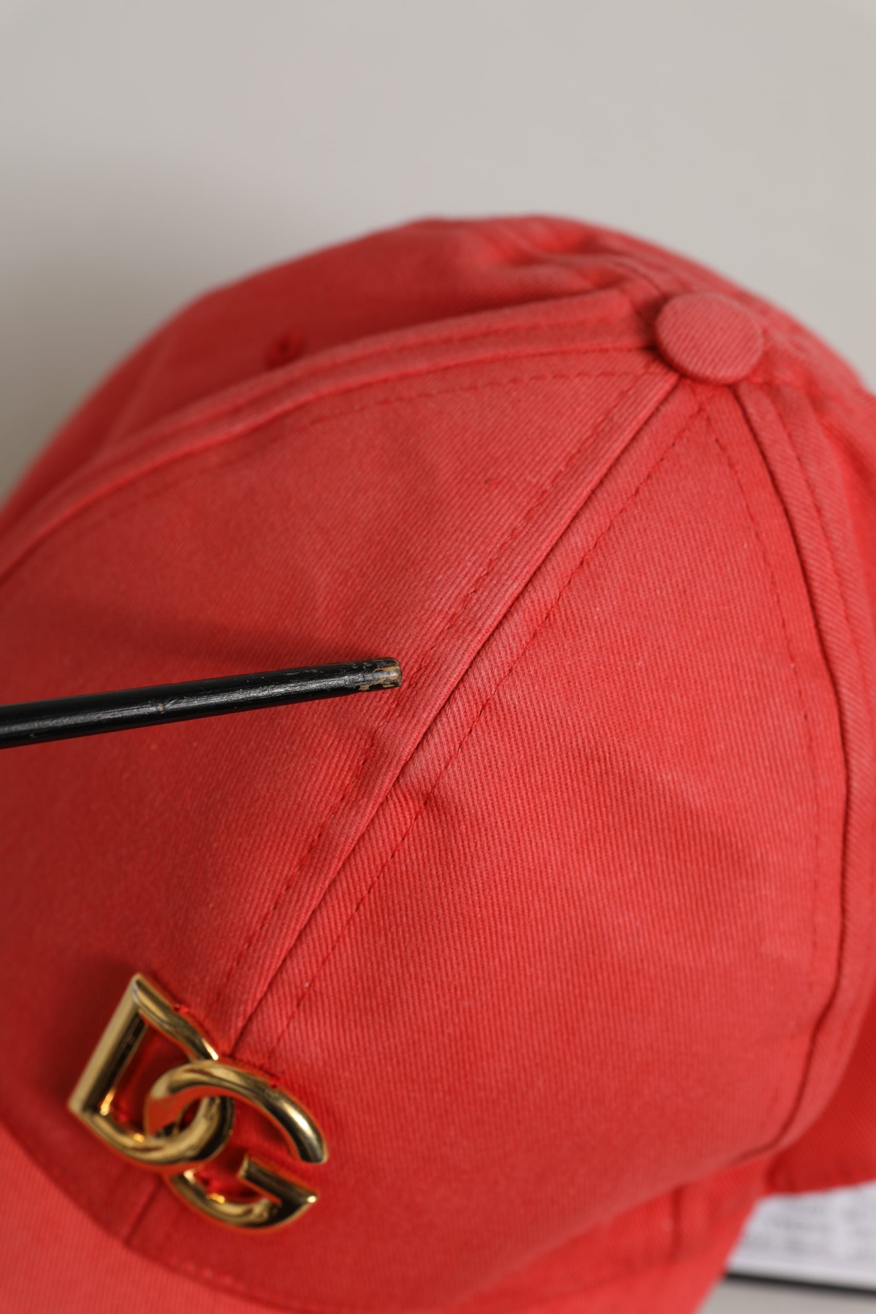 Dolce & Gabbana Men Red Cotton DG Logo Plaque Baseball Cap Men's Hat (Pre-Owned)