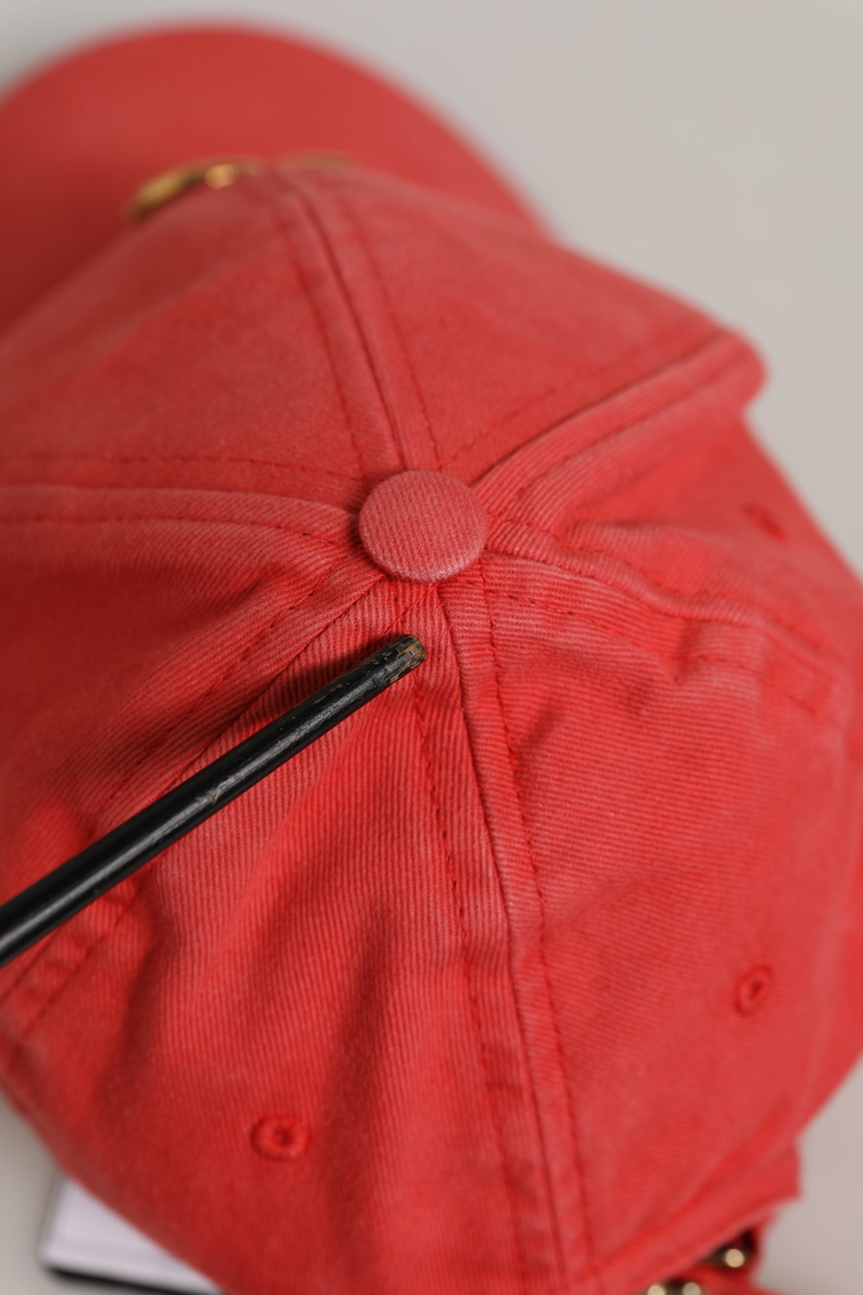 Dolce & Gabbana Men Red Cotton DG Logo Plaque Baseball Cap Men's Hat (Pre-Owned)