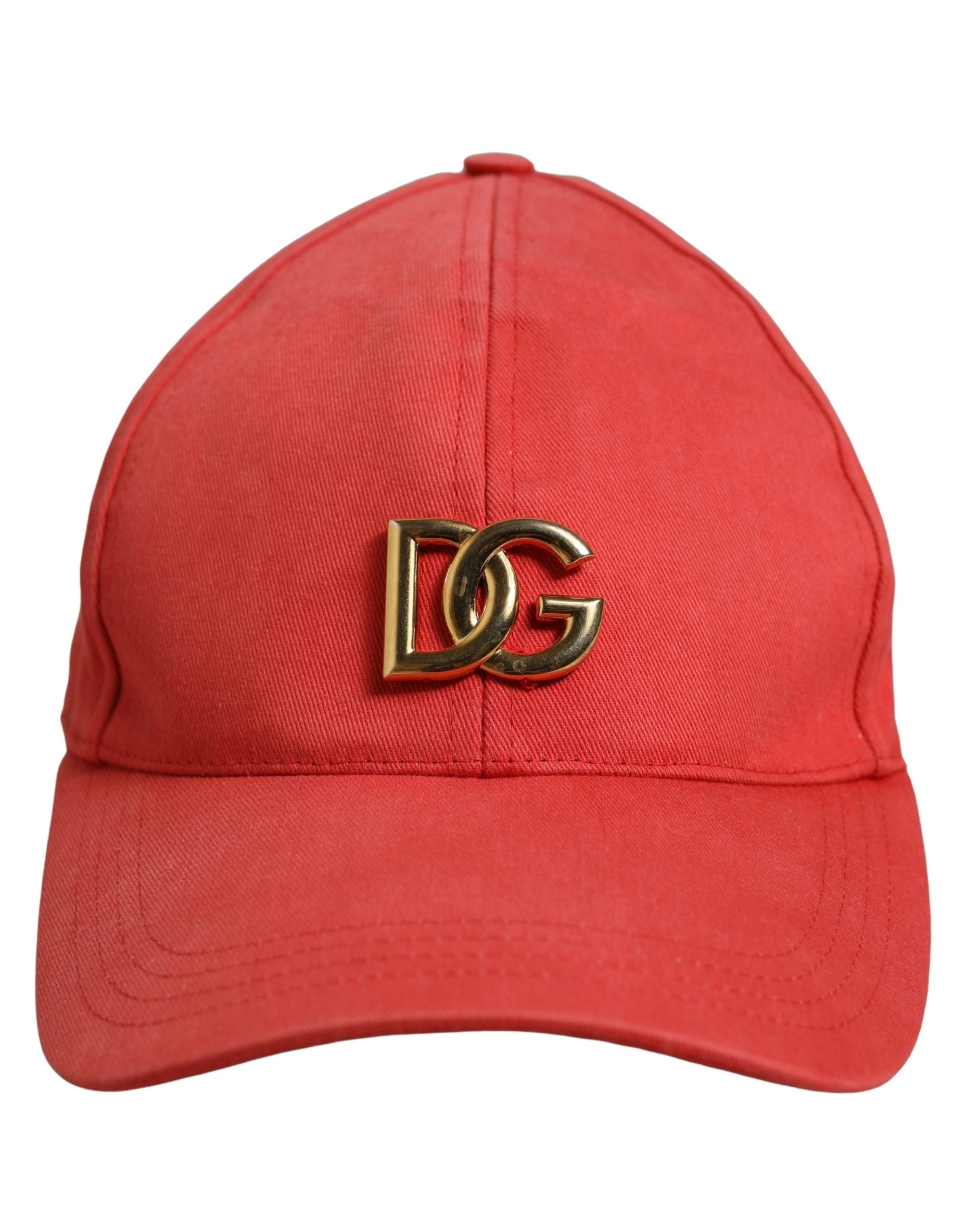 Dolce & Gabbana Men Red Cotton DG Logo Plaque Baseball Cap Men's Hat (Pre-Owned)