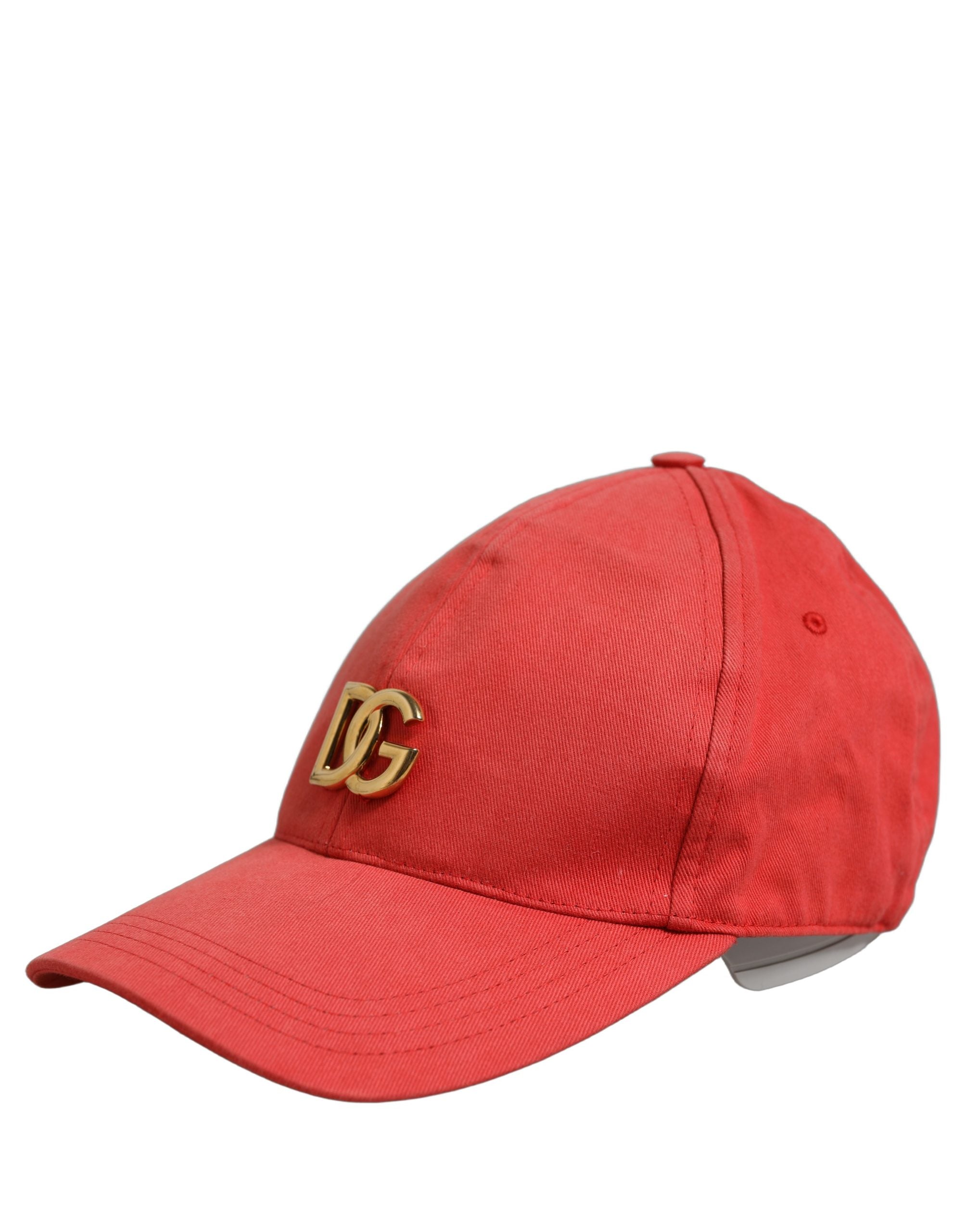 Dolce & Gabbana Men Red Cotton DG Logo Plaque Baseball Cap Men's Hat (Pre-Owned)