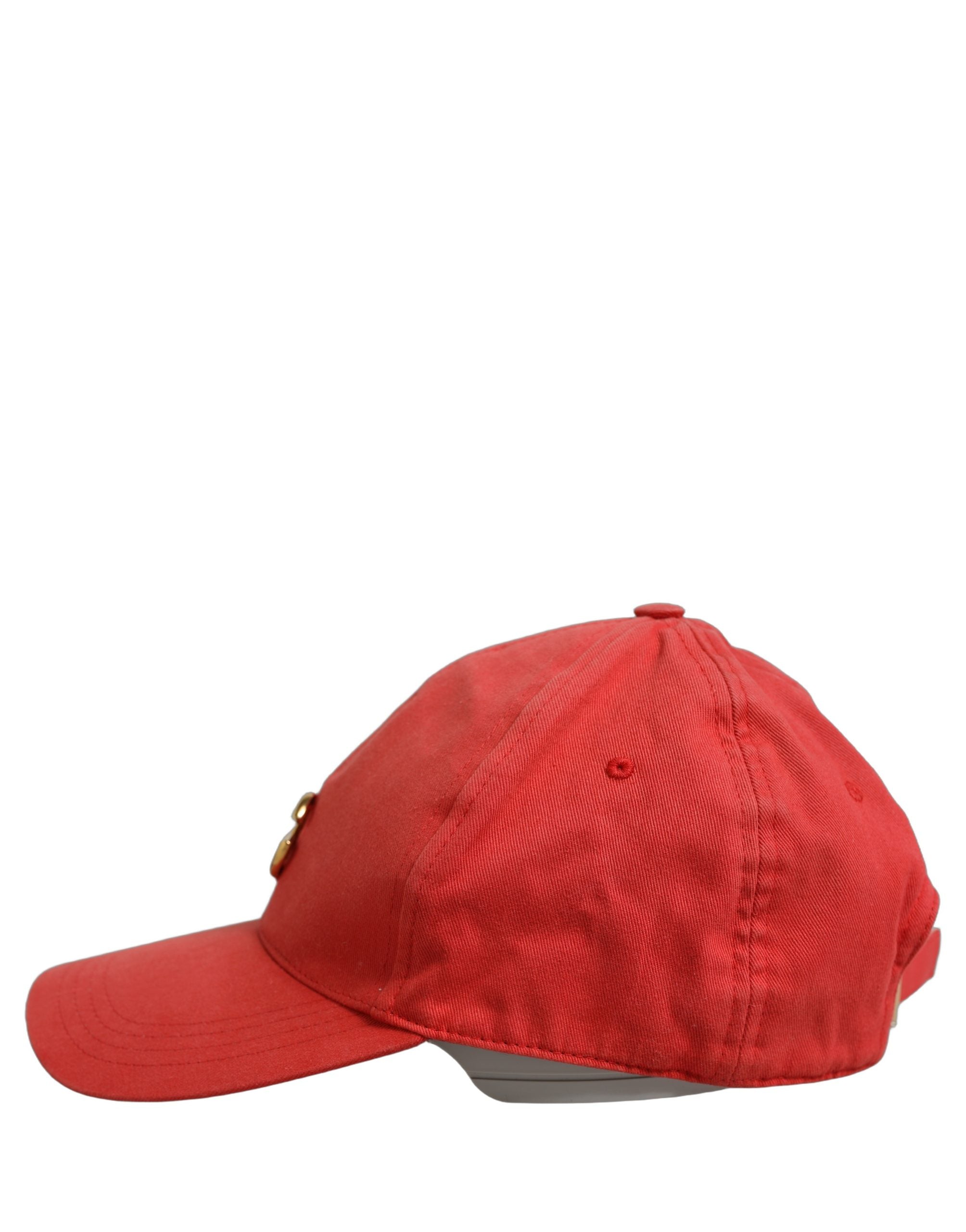 Dolce & Gabbana Men Red Cotton DG Logo Plaque Baseball Cap Men's Hat (Pre-Owned)