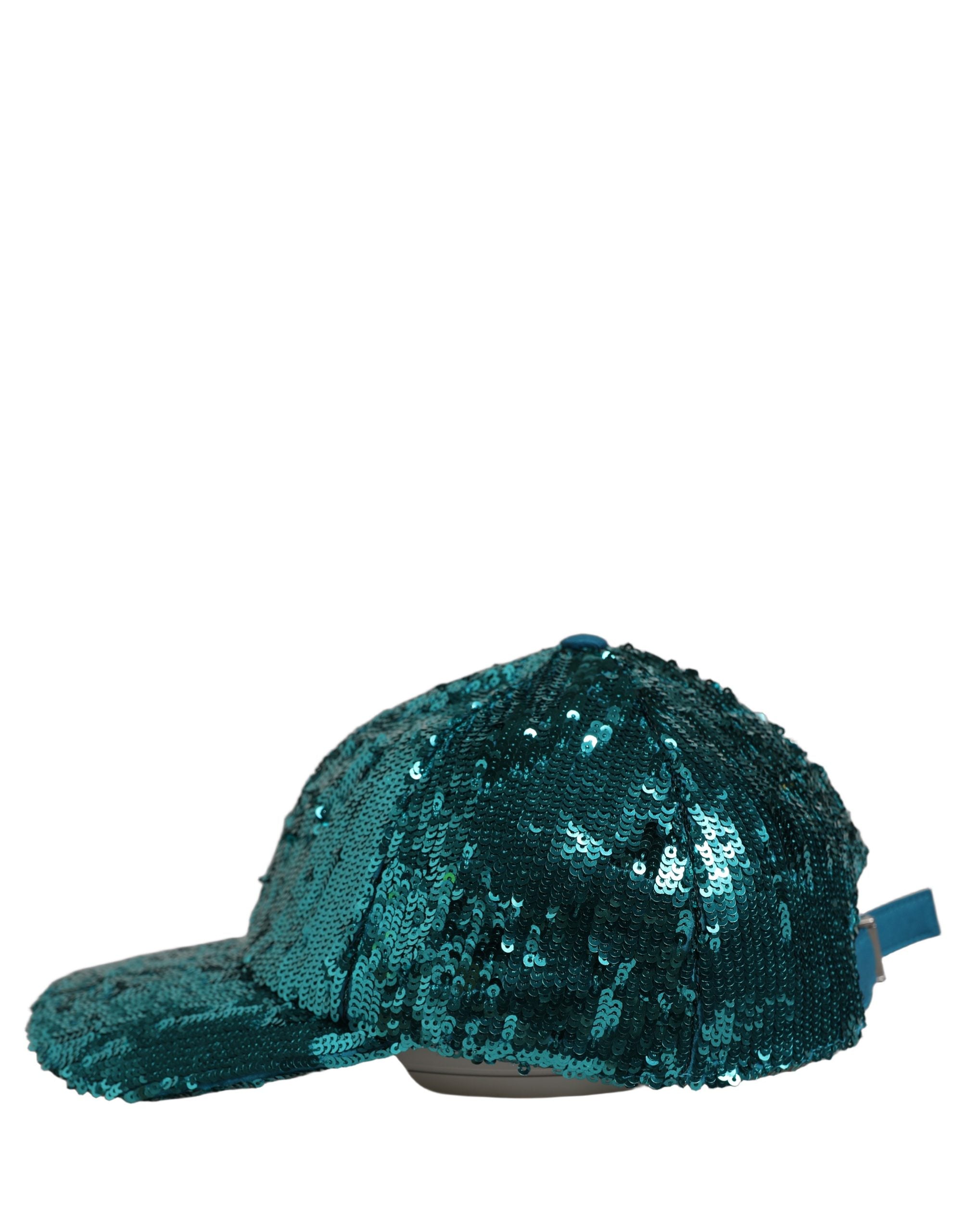 Dolce & Gabbana Men Green Cotton Sequin Baseball Cap 6 Panels Men's Hat