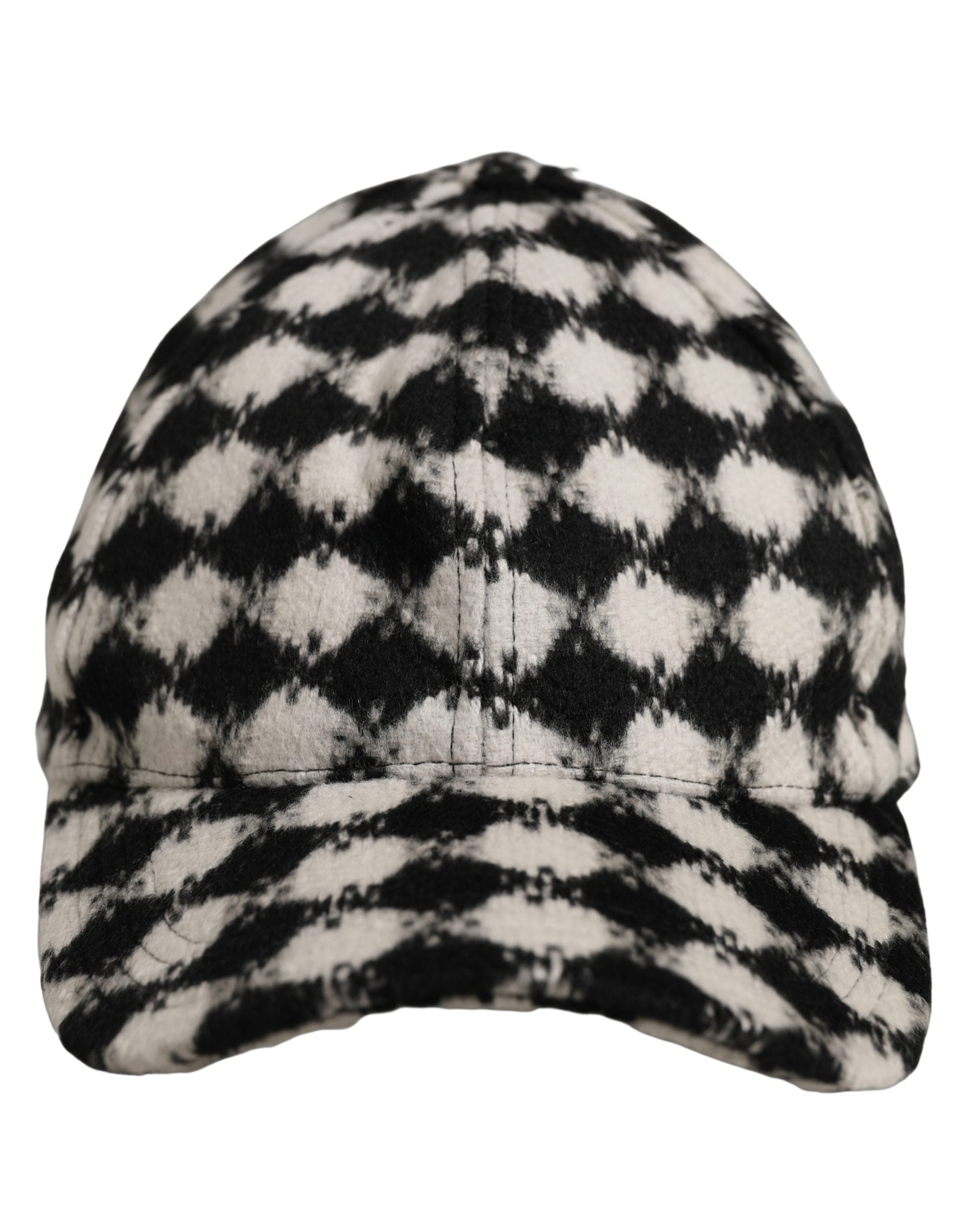 Dolce & Gabbana Men Black White Diamond Wool Baseball Cap Men's Hat