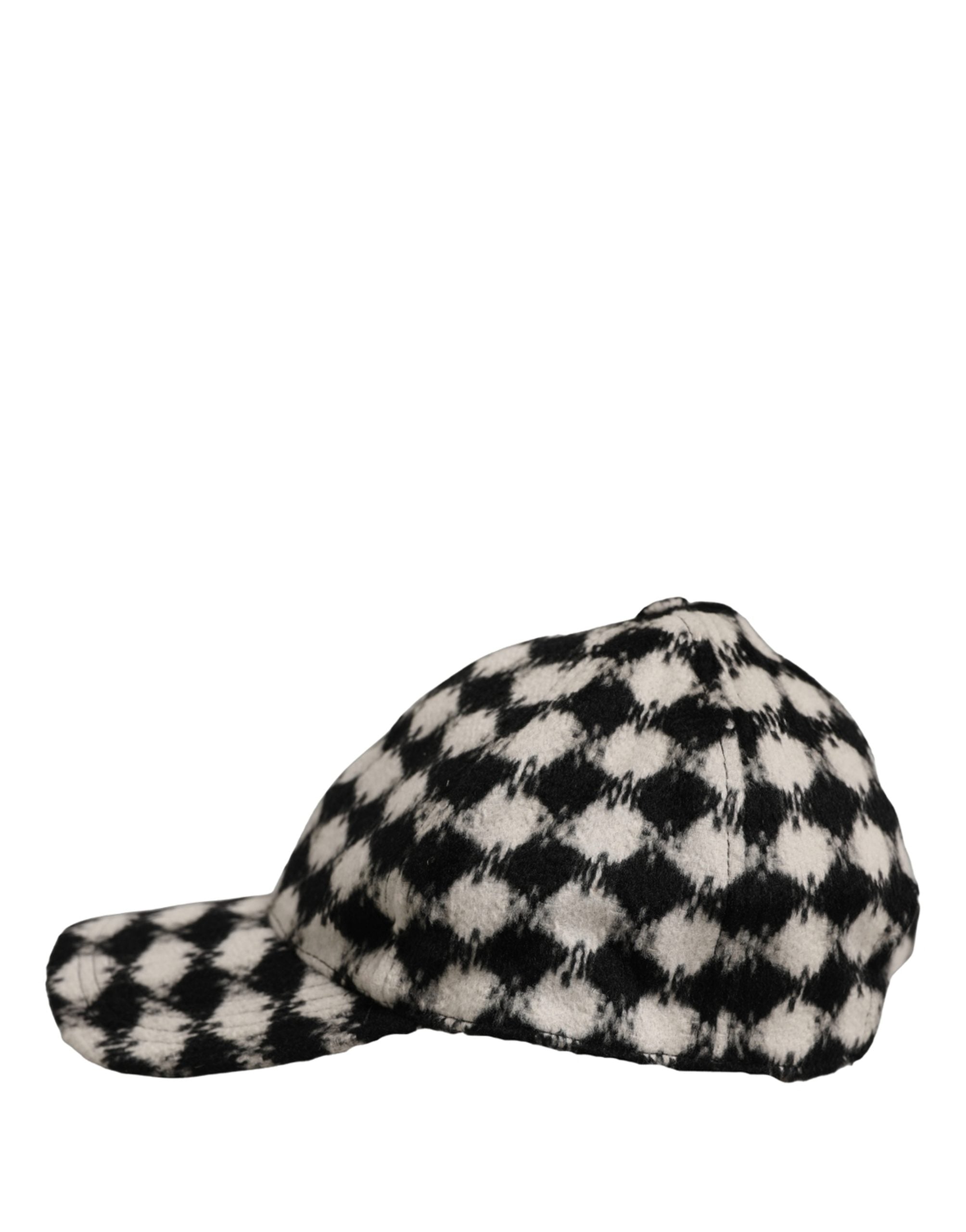 Dolce & Gabbana Men Black White Diamond Wool Baseball Cap Men's Hat