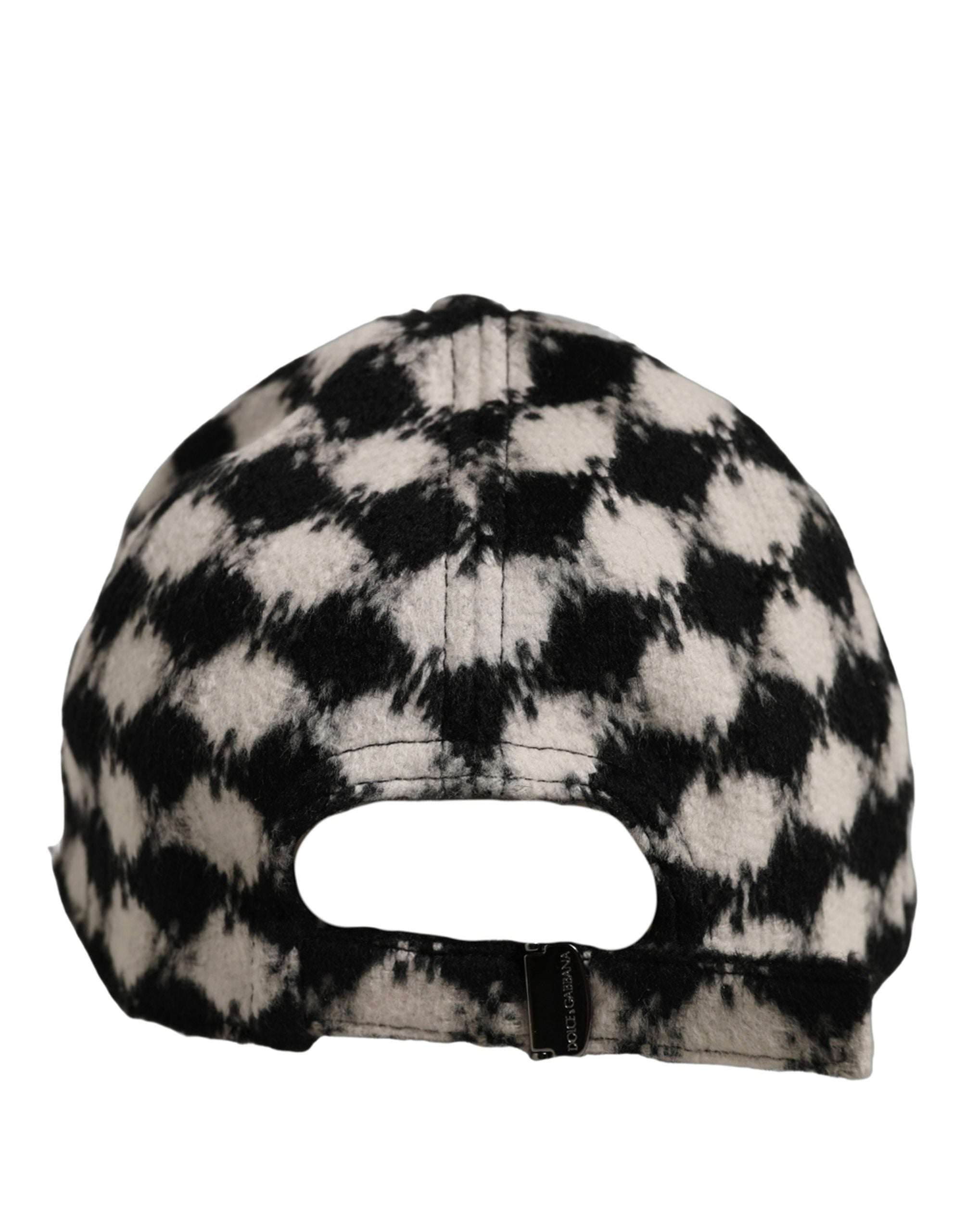 Dolce & Gabbana Men Black White Diamond Wool Baseball Cap Men's Hat