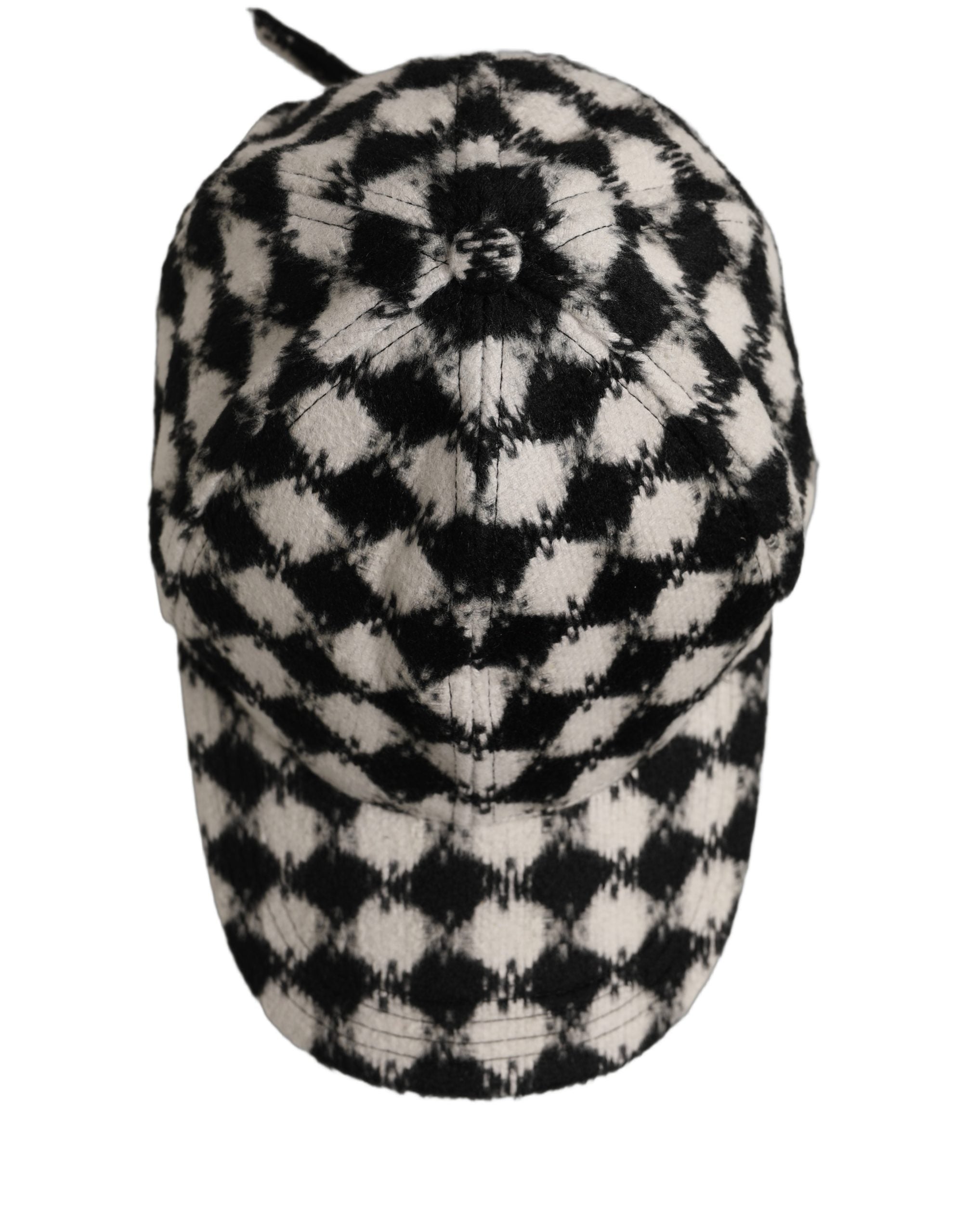 Dolce & Gabbana Men Black White Diamond Wool Baseball Cap Men's Hat