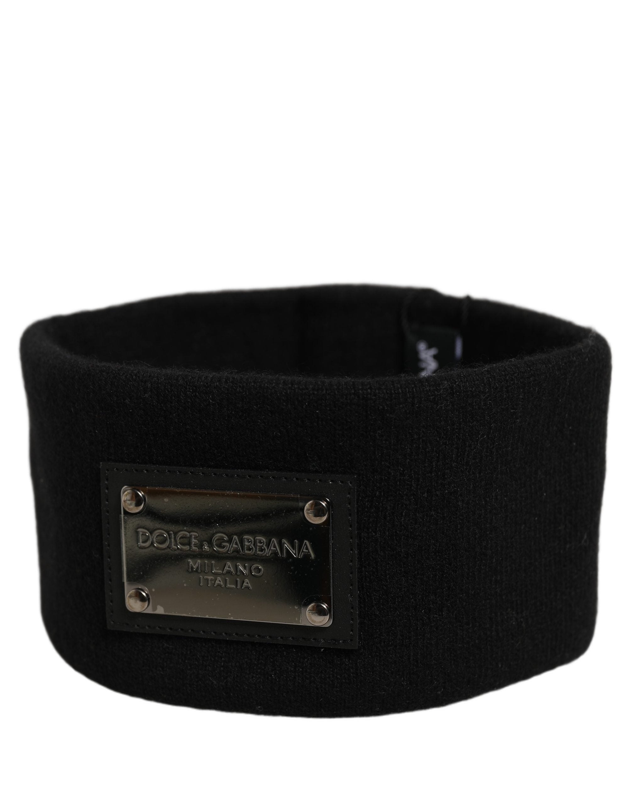 Dolce & Gabbana Men Black Cashmere Logo Plaque Head Band One Size Men's Hat