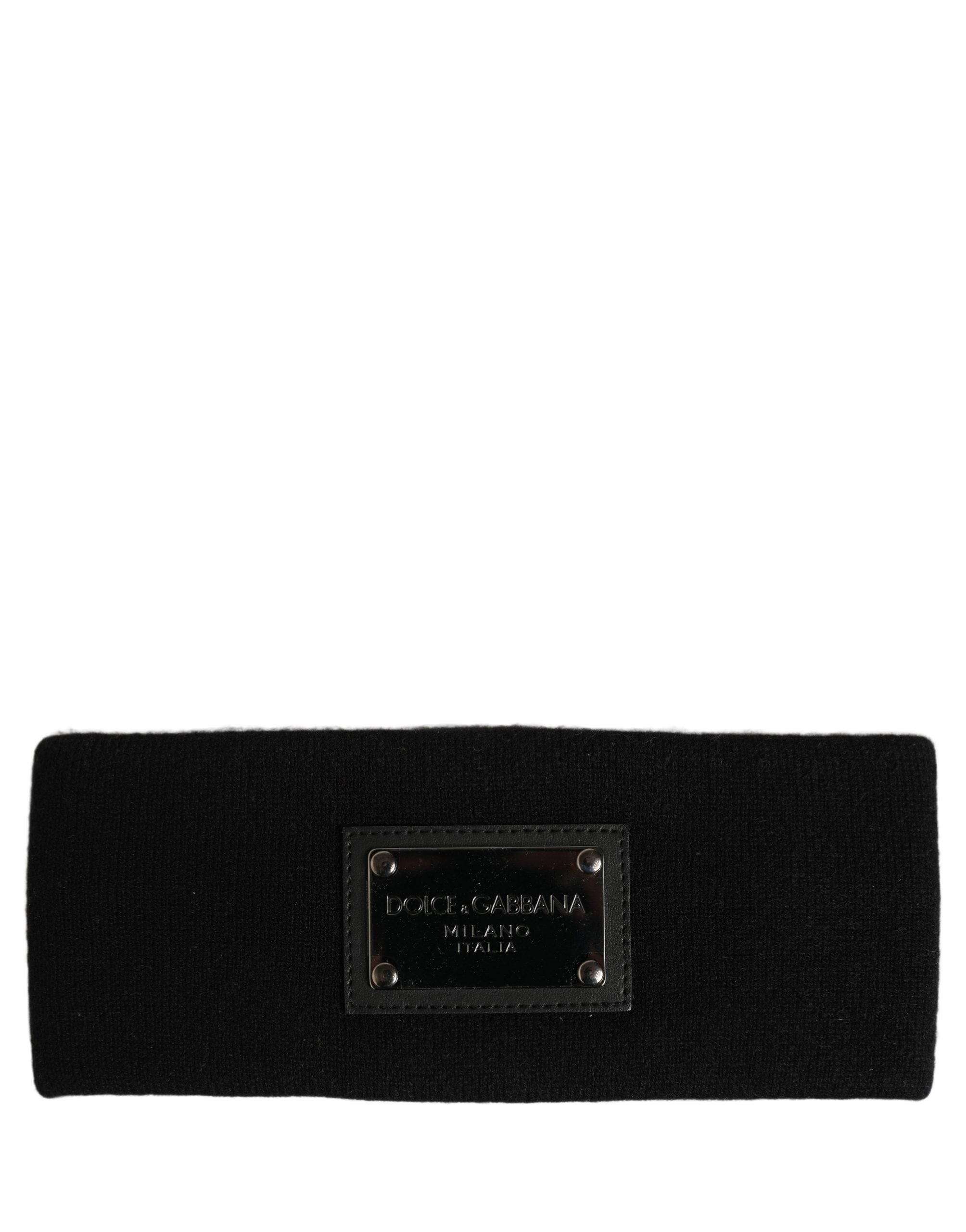 Dolce & Gabbana Men Black Cashmere Logo Plaque Head Band One Size Men's Hat