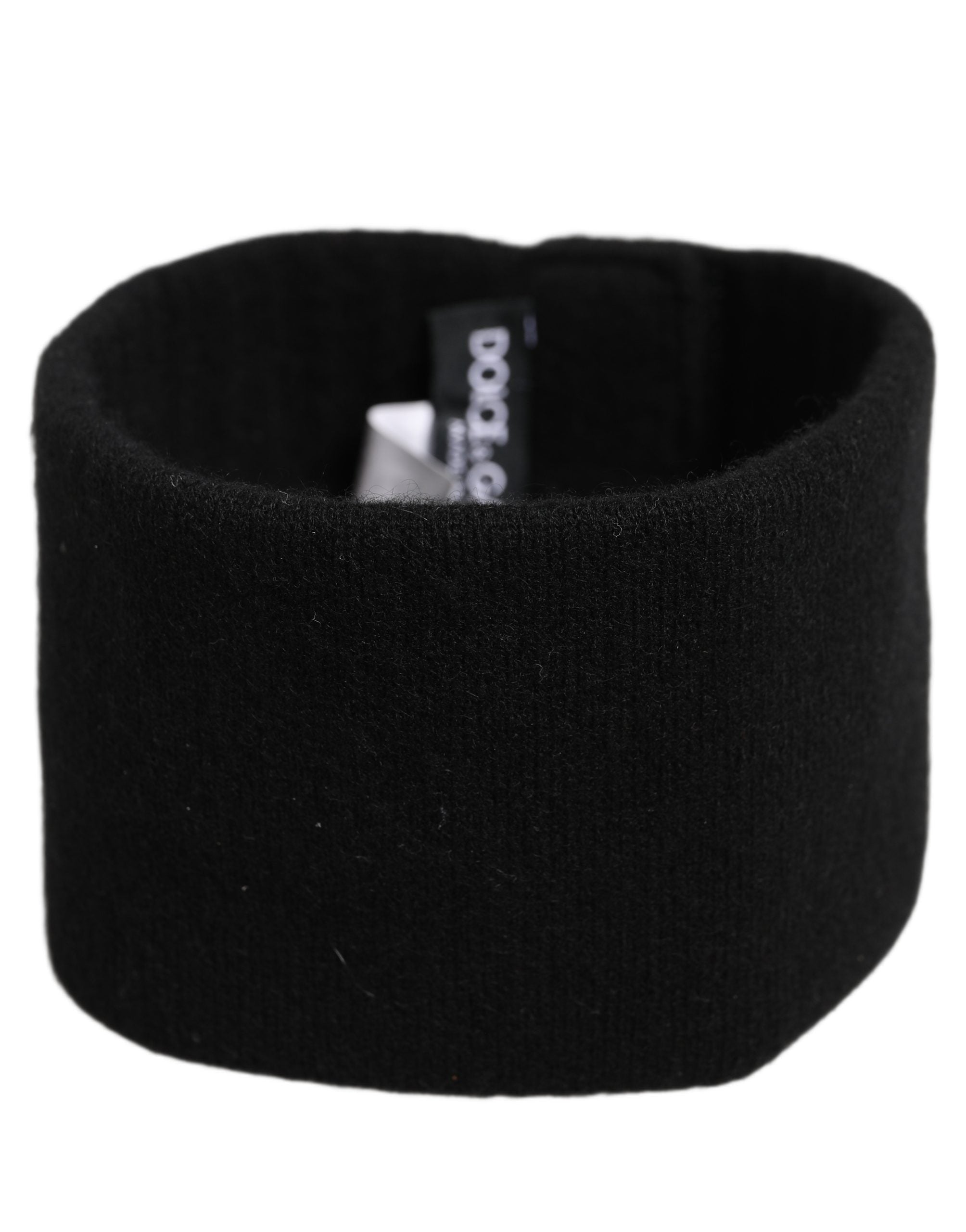 Dolce & Gabbana Men Black Cashmere Knitted Logo Head Band One Men's Size