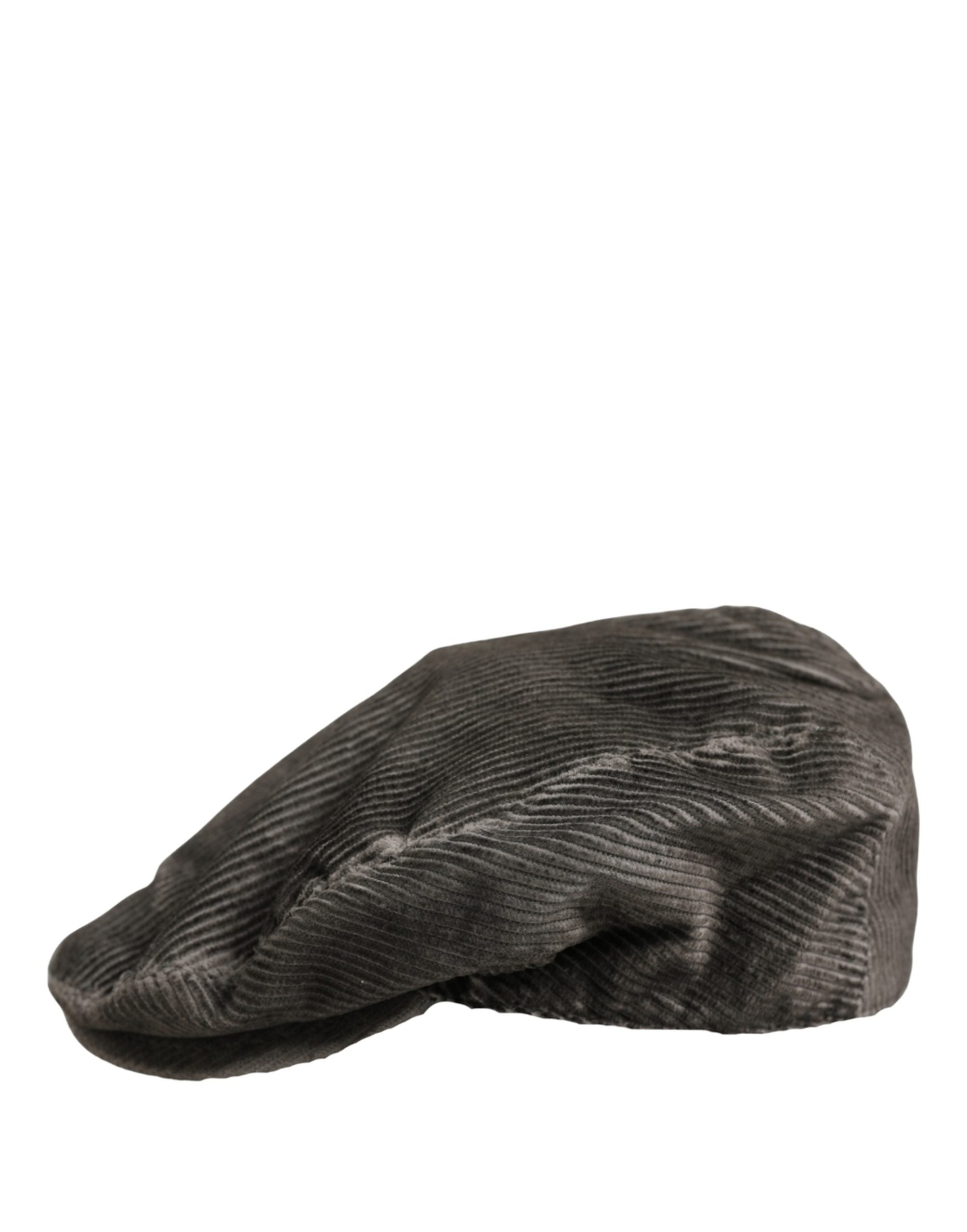 Dolce & Gabbana Men Grey Cotton Corduroy Cloth Newsboy Cap Men's Hat (Pre-Owned)