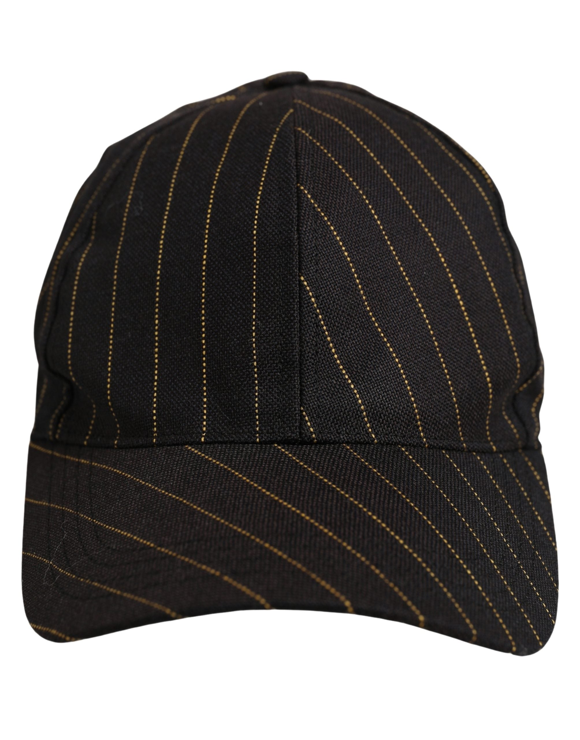 Dolce & Gabbana Black Gold Pinstriped Cotton Baseball Cap Men's Hat