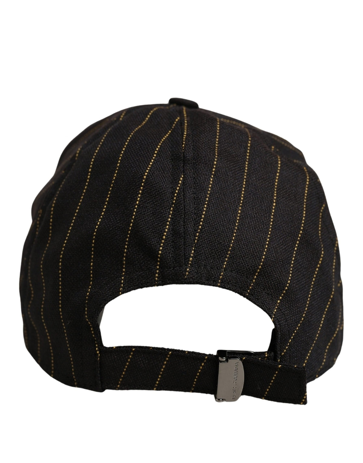 Dolce & Gabbana Black Gold Pinstriped Cotton Baseball Cap Men's Hat