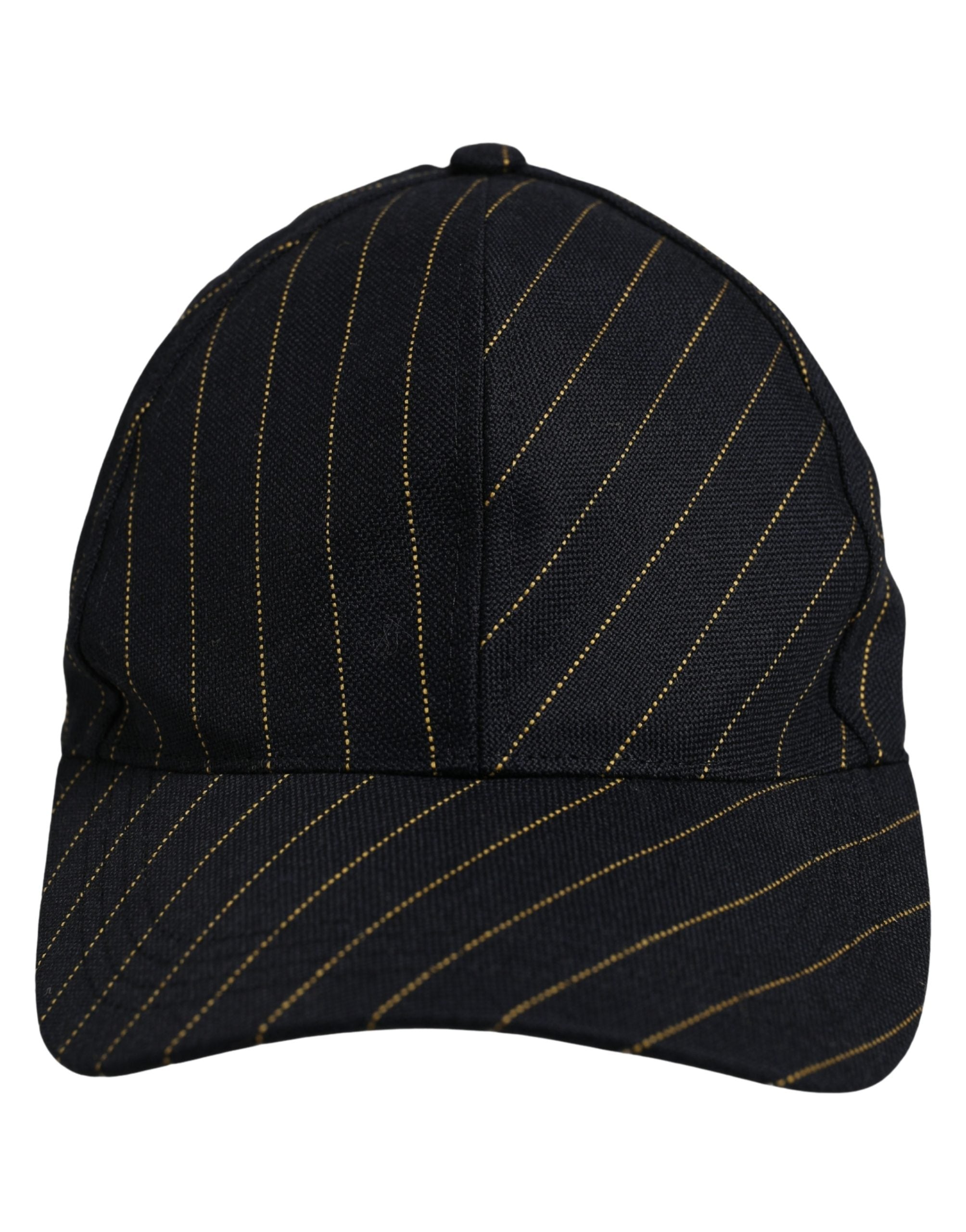 Dolce & Gabbana Black Gold Pinstriped Cotton Baseball Cap Men's Hat
