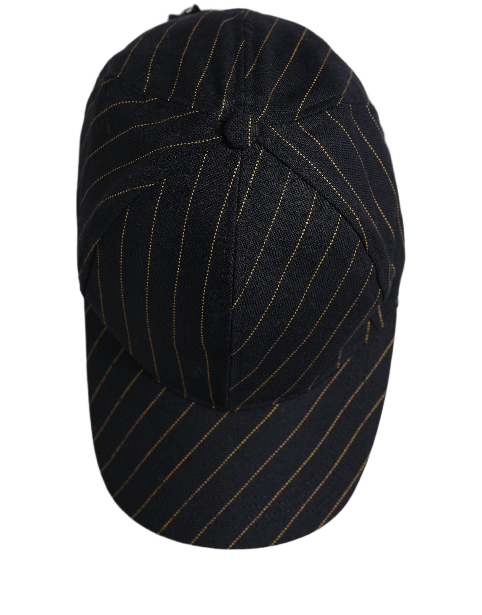 Dolce & Gabbana Black Gold Pinstriped Cotton Baseball Cap Men's Hat