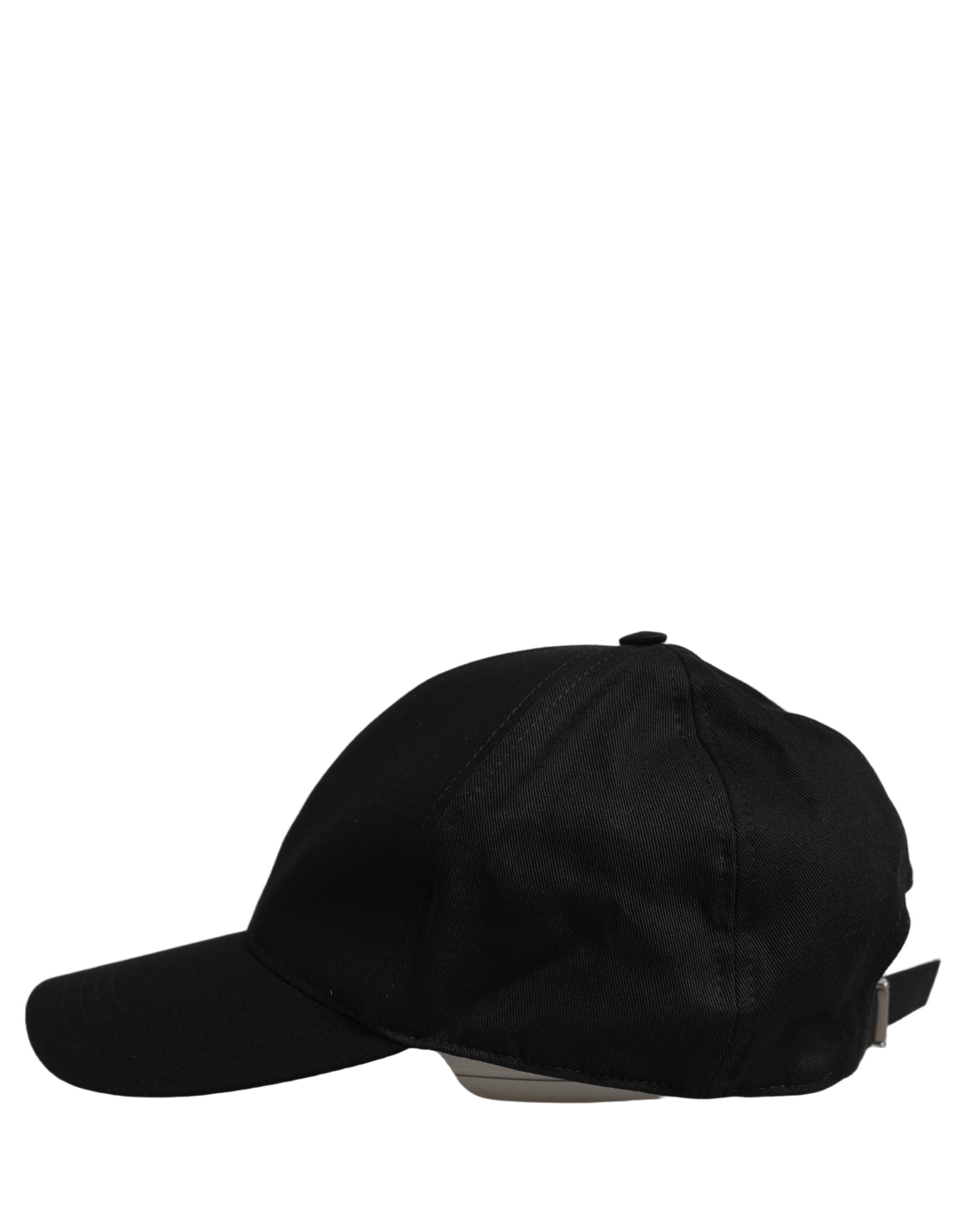 Dolce & Gabbana Men Black Cotton Baseball Capello 6 Panels Men's Hat