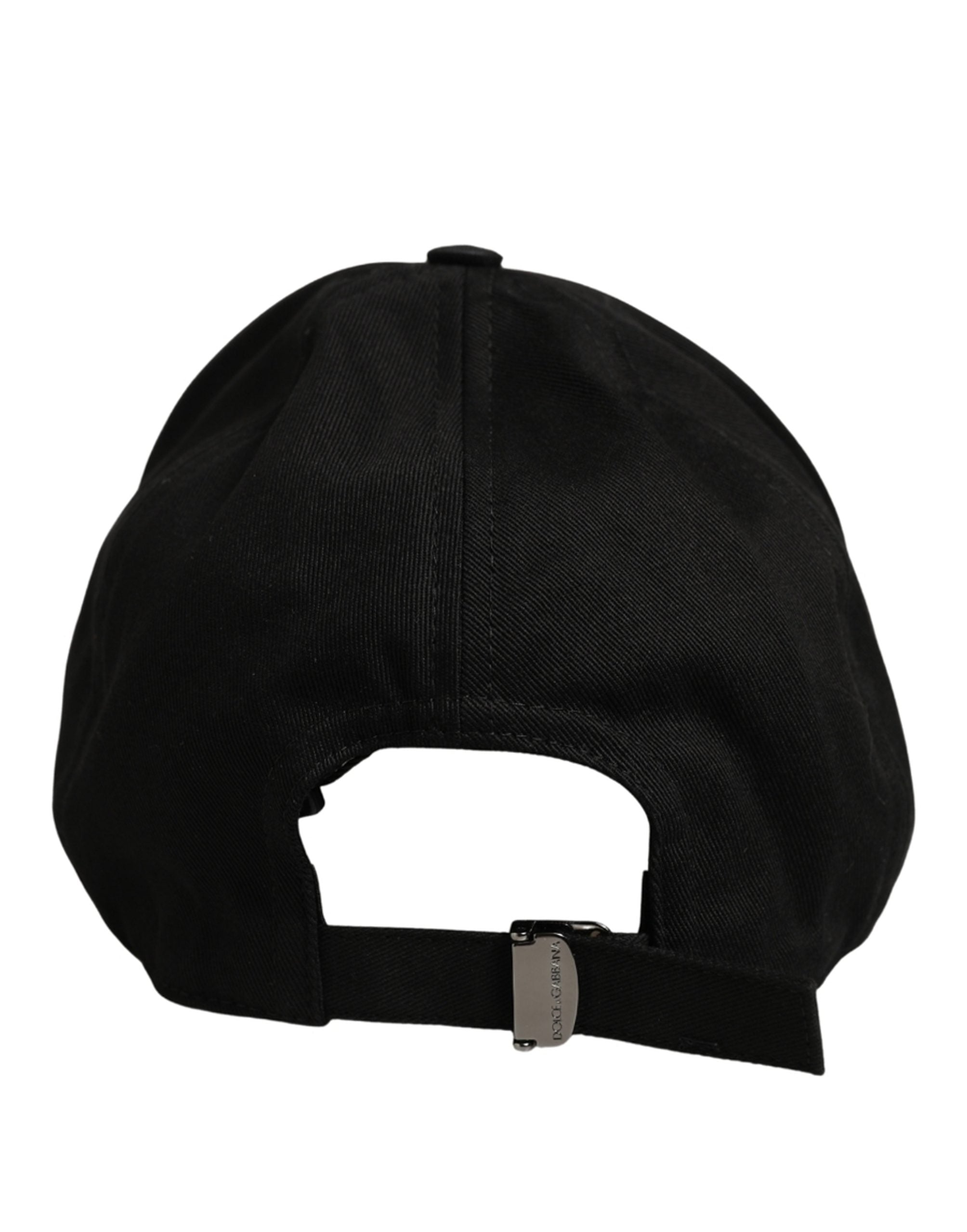 Dolce & Gabbana Men Black Cotton Baseball Capello 6 Panels Men's Hat