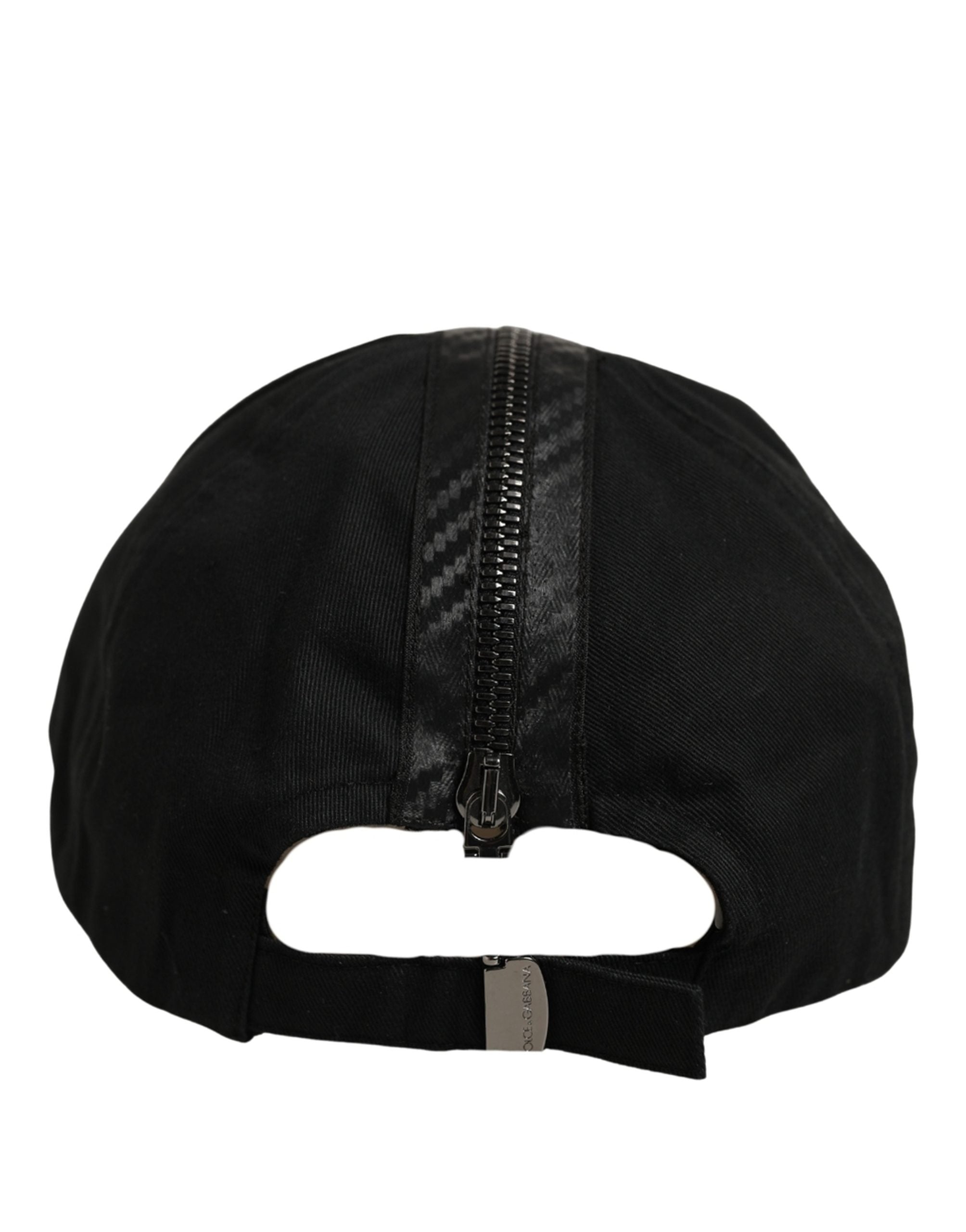 Dolce & Gabbana Men Black Cotton Baseball Cap 6 Panels Men's Hat