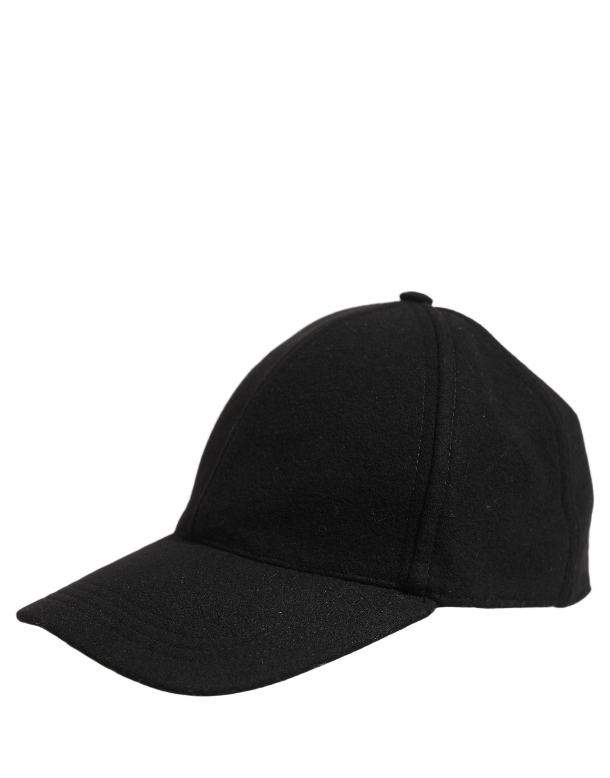 Dolce & Gabbana Men Black Wool Baseball Cap 6 Panels Men's Hat (Pre-Owned)