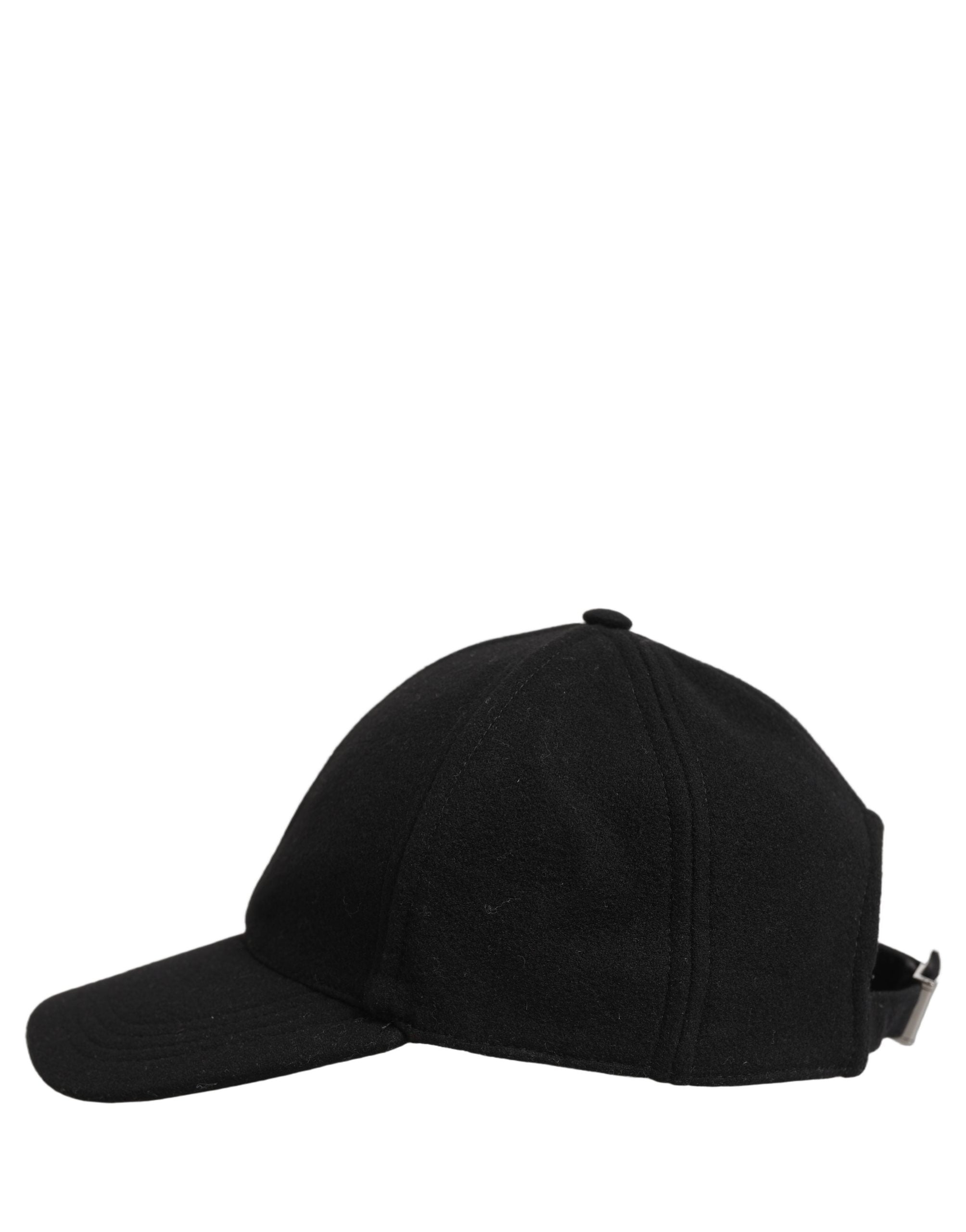 Dolce & Gabbana Men Black Wool Baseball Cap 6 Panels Men's Hat (Pre-Owned)
