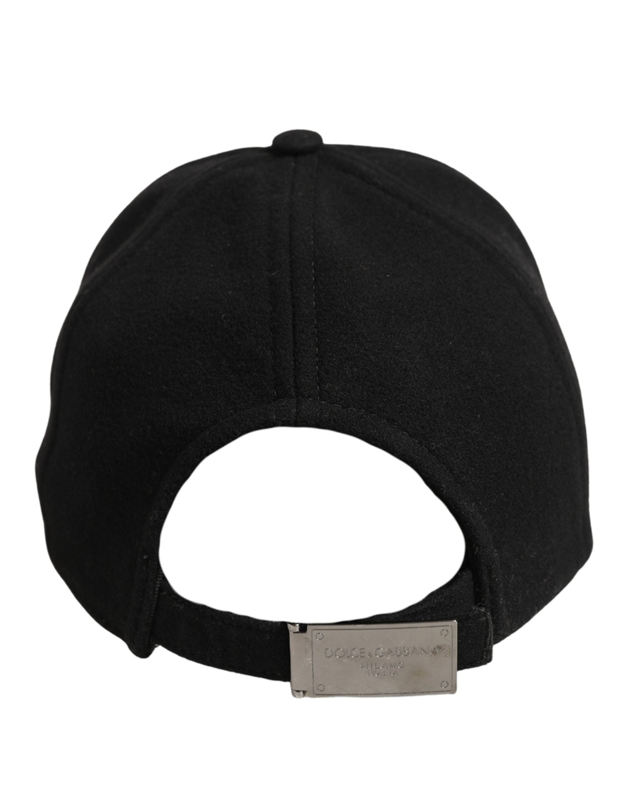 Dolce & Gabbana Men Black Wool Baseball Cap 6 Panels Men's Hat (Pre-Owned)