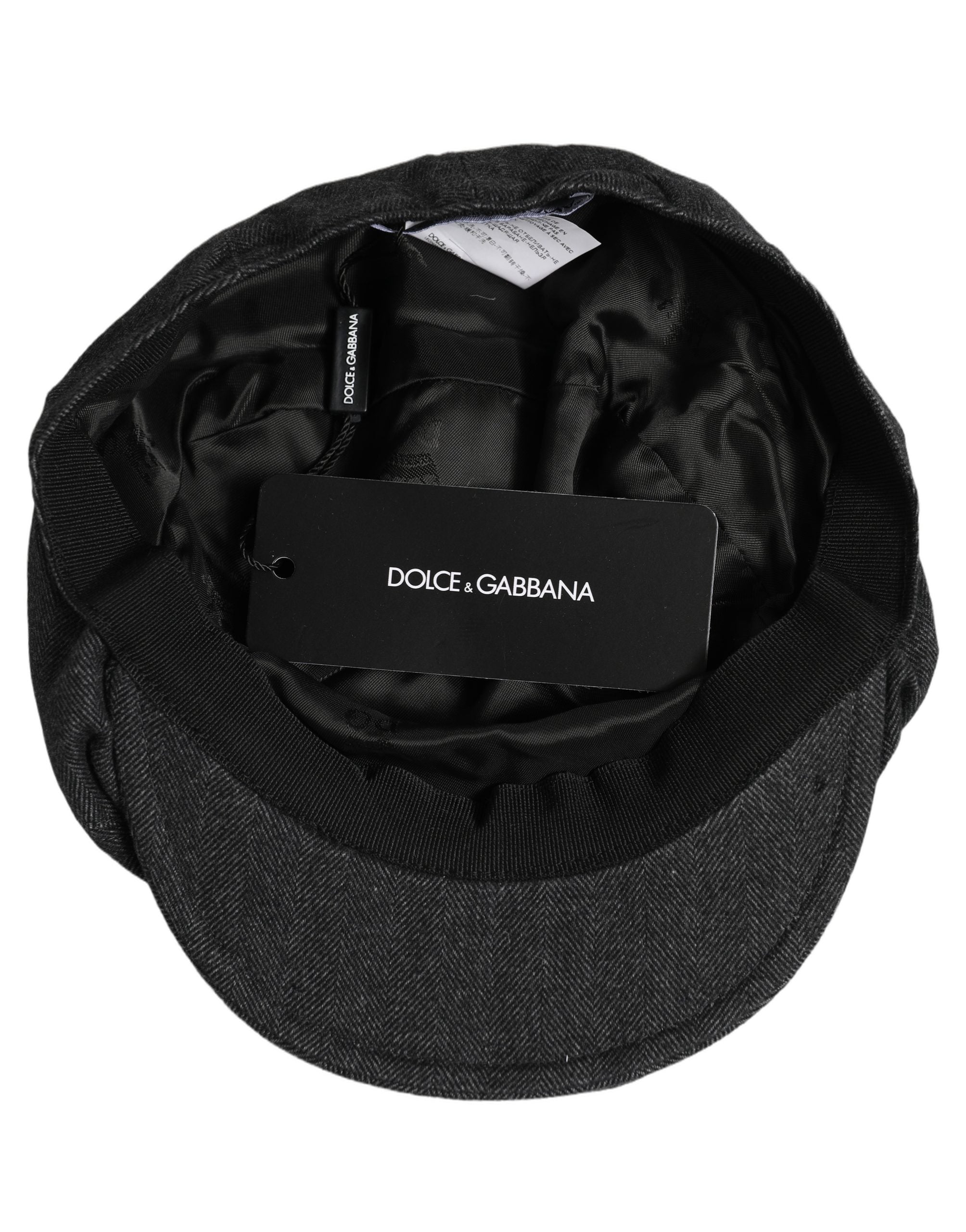 Dolce & Gabbana Men Black Cotton Flat Cloth Newsboy Cap Men's Hat