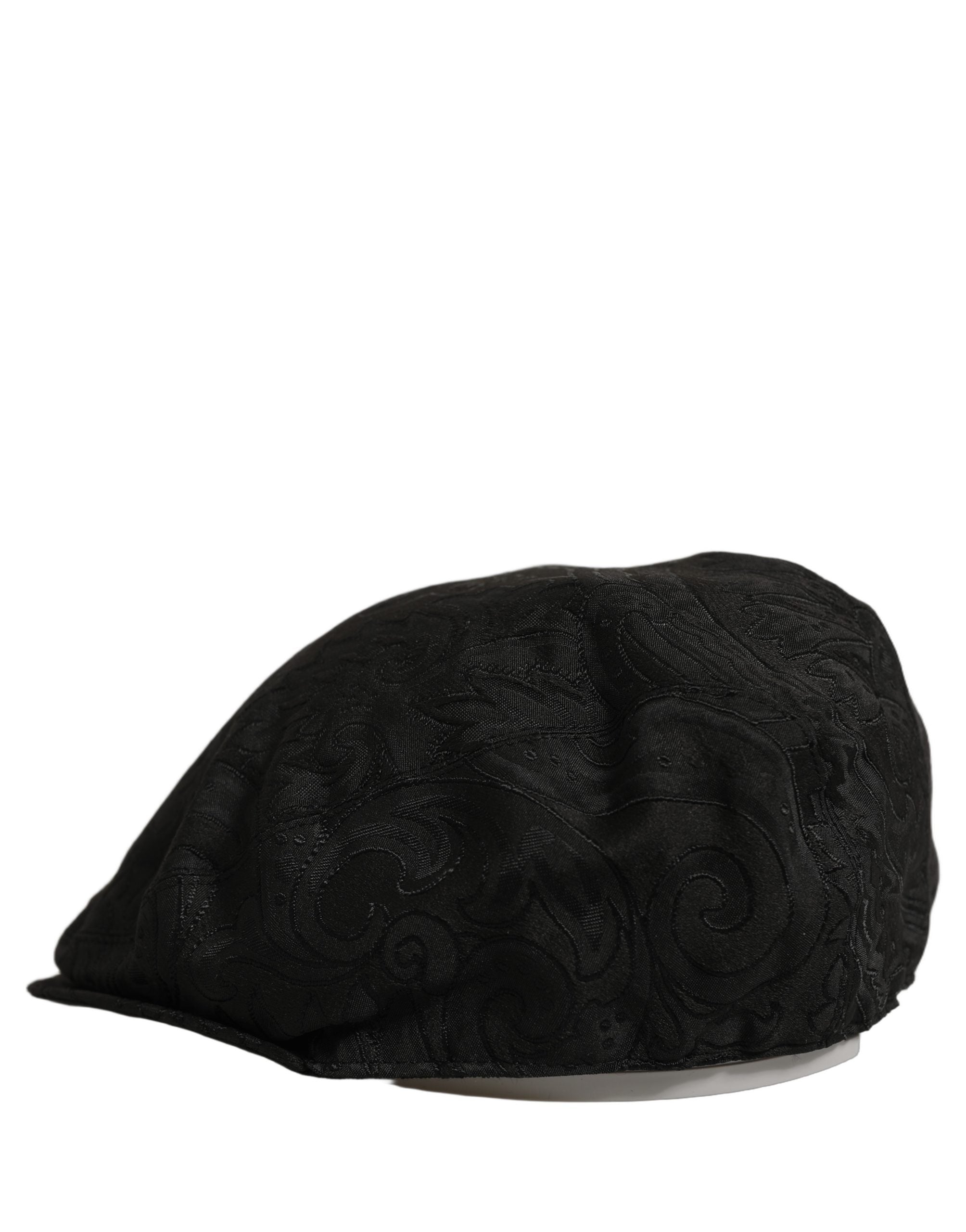 Dolce & Gabbana Men Black Floral Jacquard Newsboy Capello Men's Hat