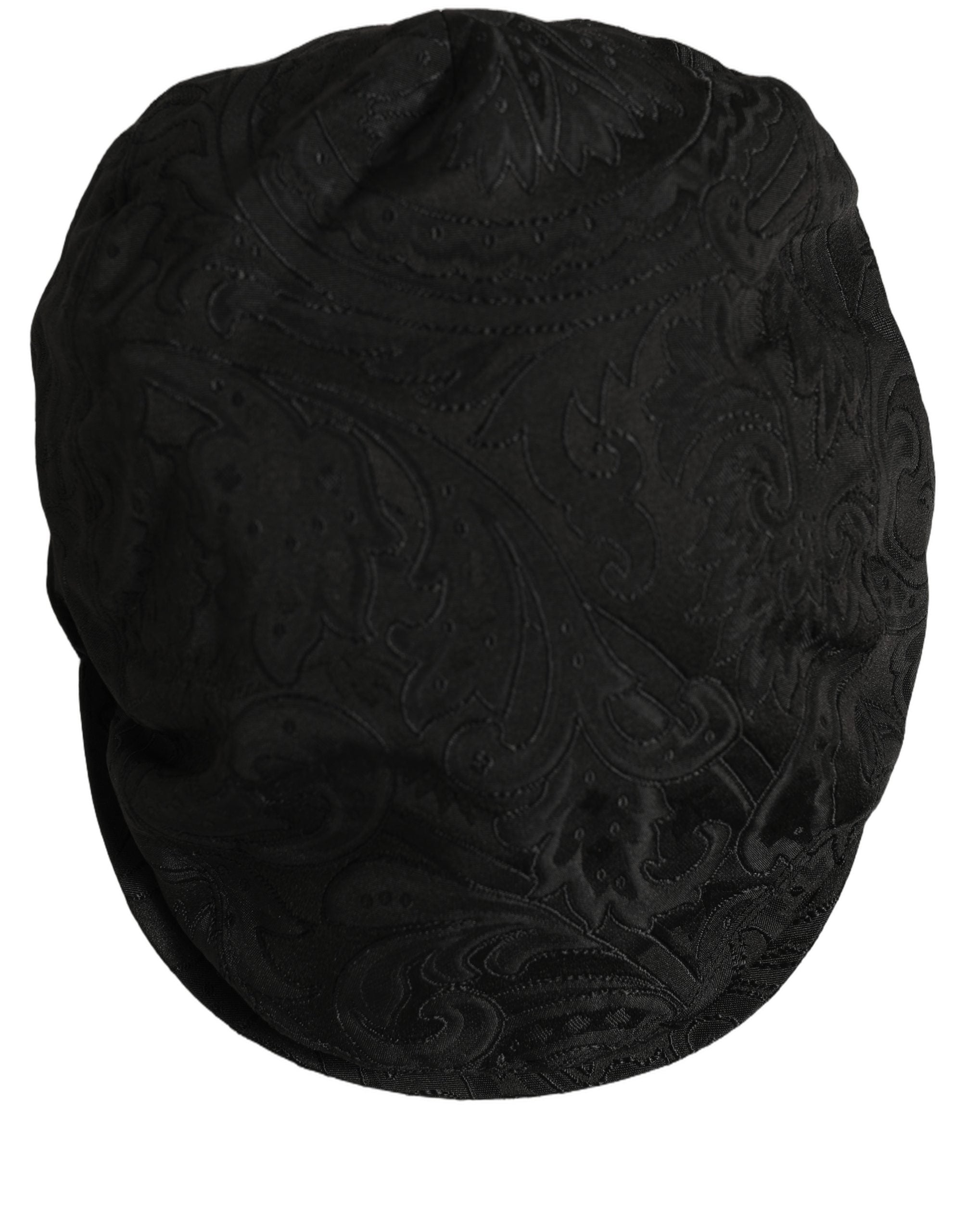 Dolce & Gabbana Men Black Floral Jacquard Newsboy Capello Men's Hat