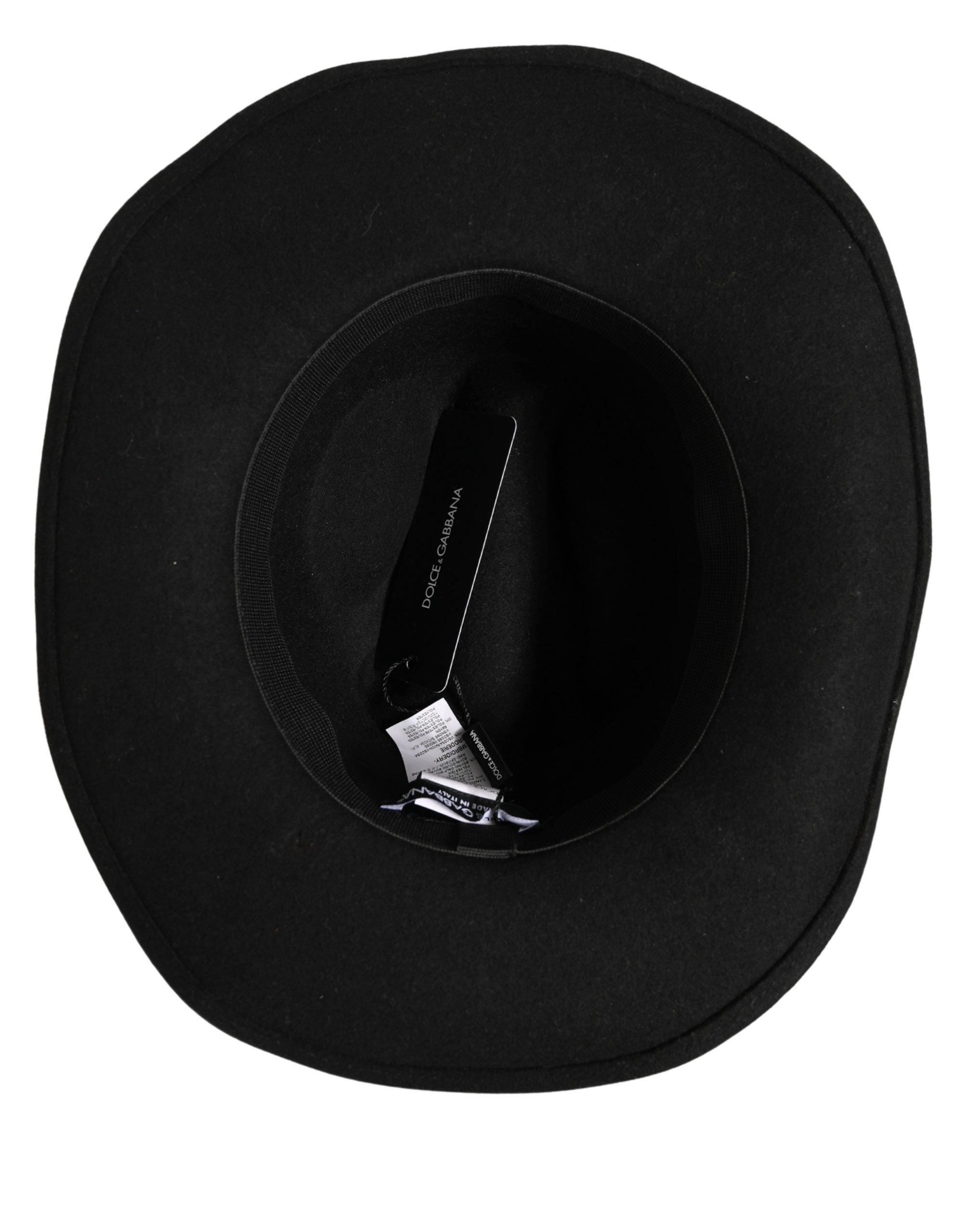 Dolce & Gabbana Men Black Classic Wide Brim Fedora Capello Men's Hat (Pre-Owned)
