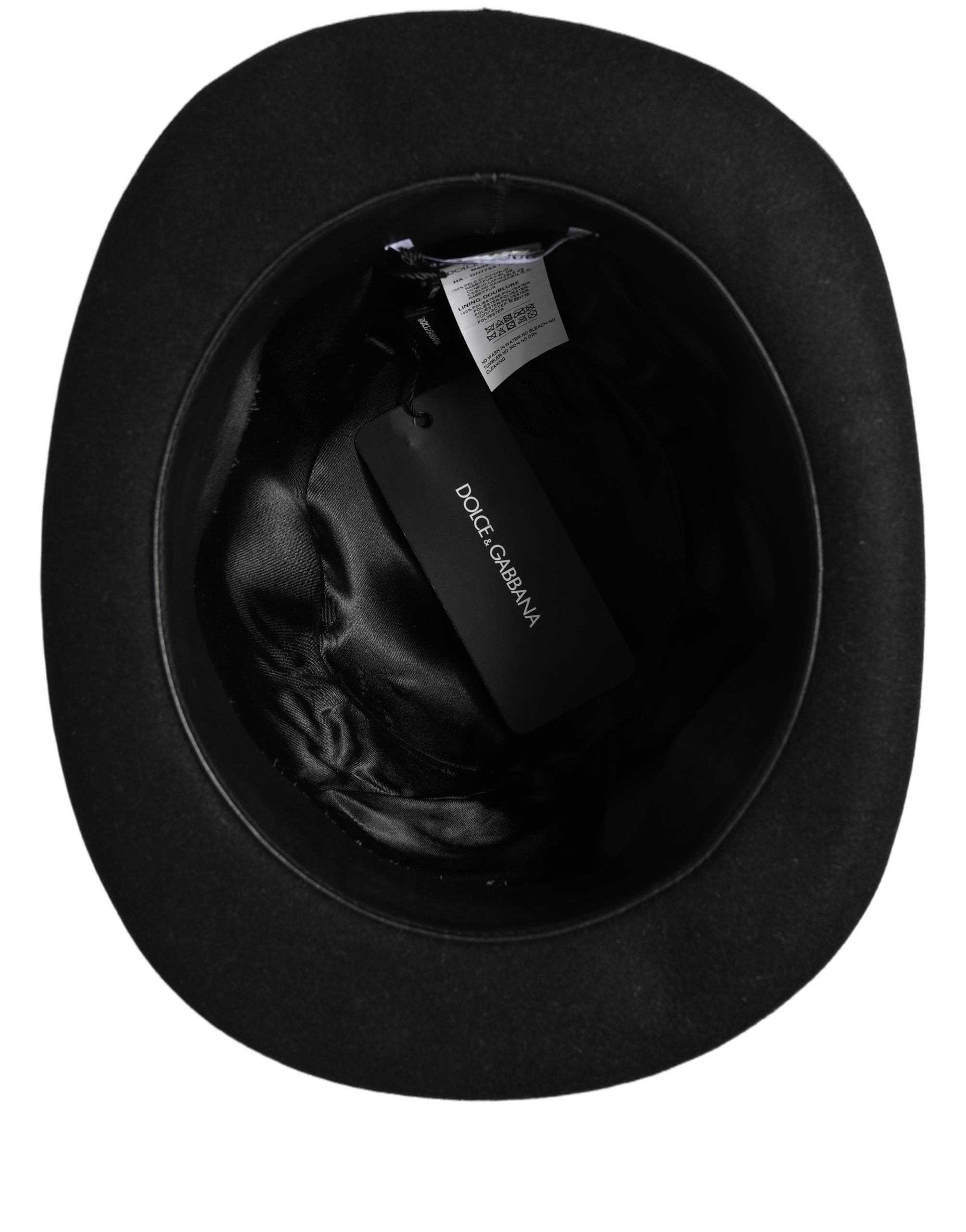 Dolce & Gabbana Men Black Rabbit Fur Felt Bowler Capello Men's Hat