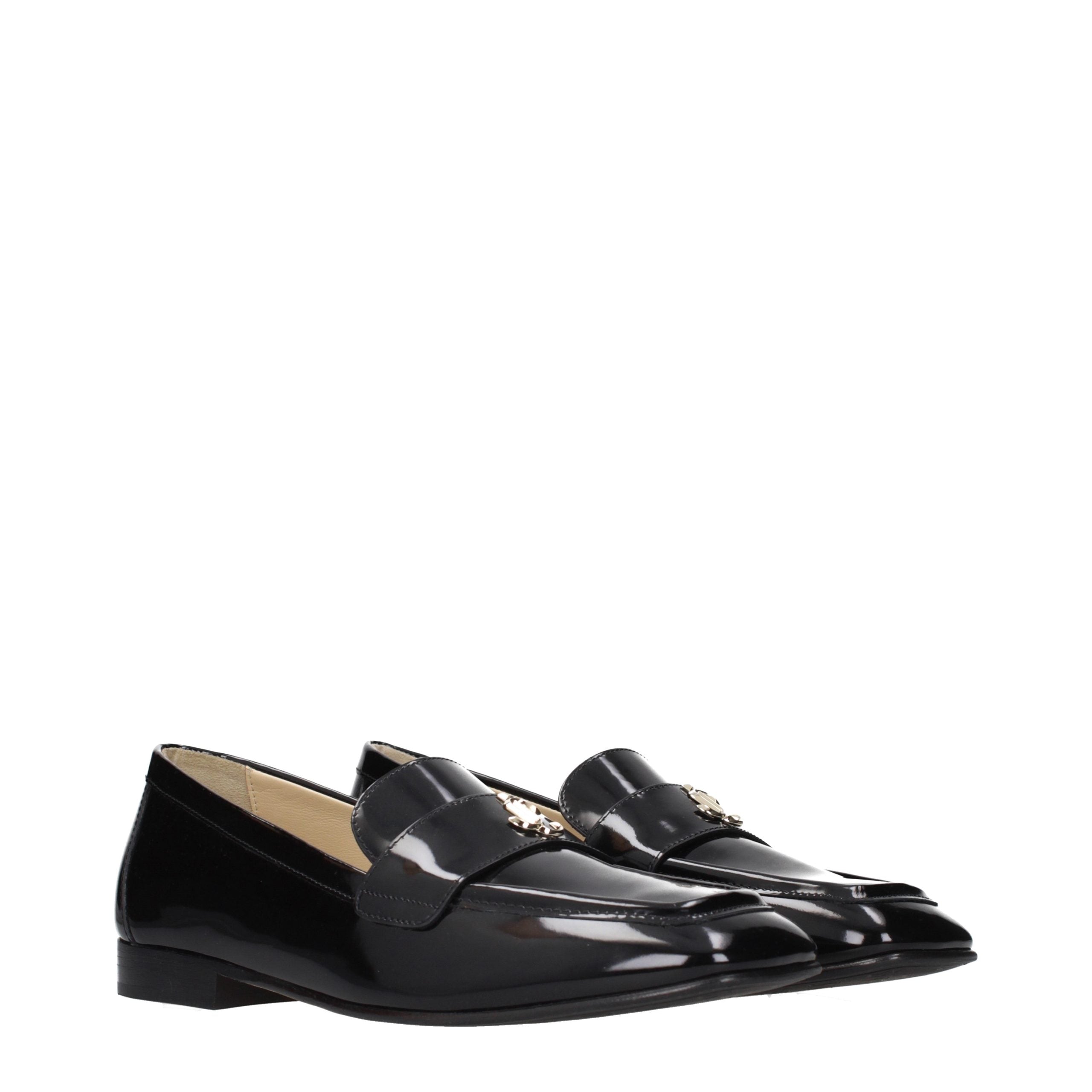 Jimmy Choo Black Leather Slip-On Women's Loafers