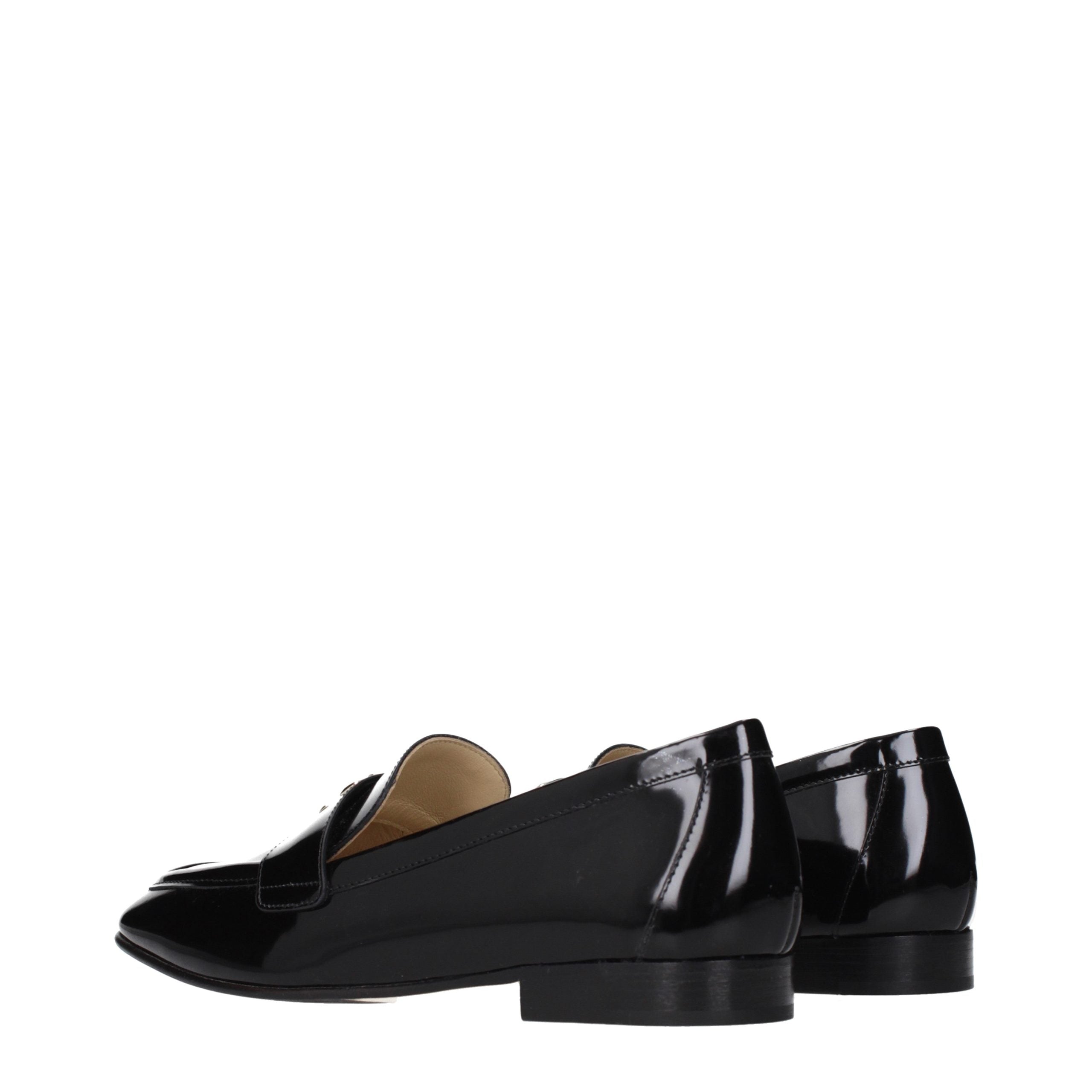 Jimmy Choo Black Leather Slip-On Women's Loafers
