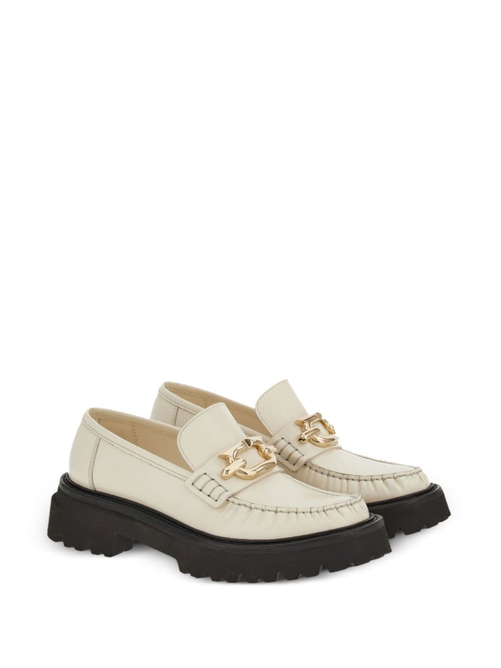 Ferragamo Women's Gancini-Plaque Leather Loafers