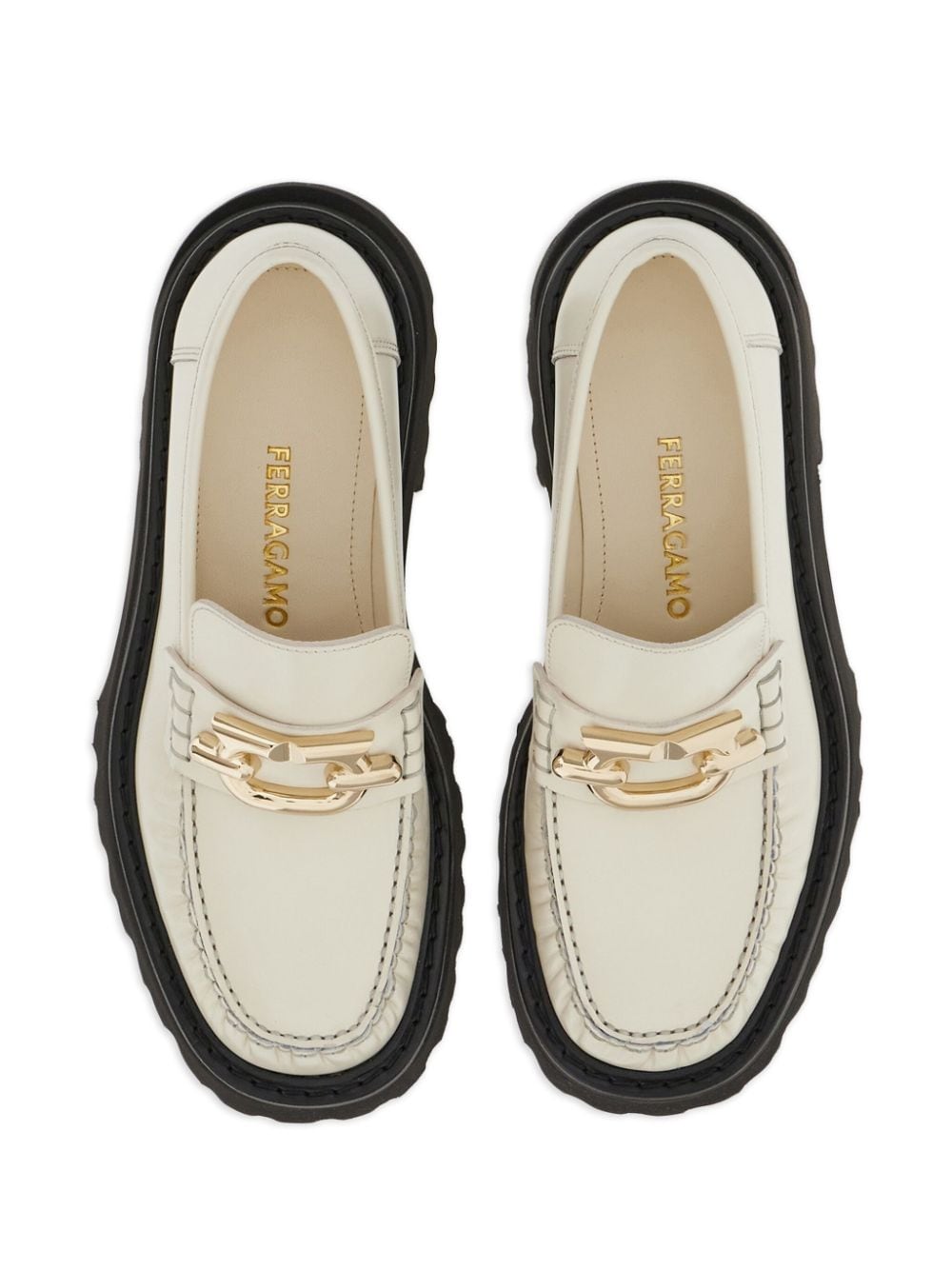 Ferragamo Women's Gancini-Plaque Leather Loafers
